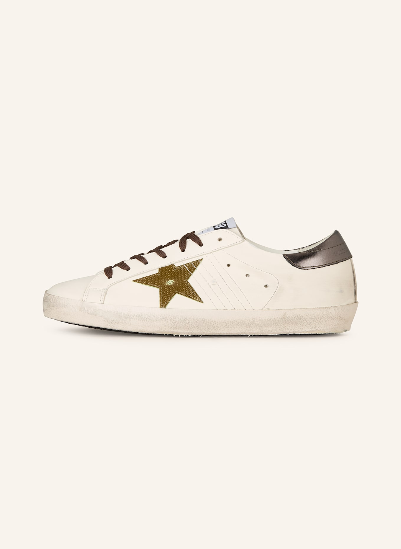GOLDEN GOOSE Sneaker SUPER-STAR: ECRU/ GRÜN