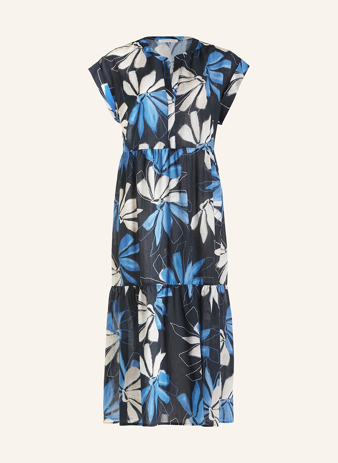 BETTY&CO Kleid mit Rüschen: DUNKELBLAU/ CREME/ BLAU