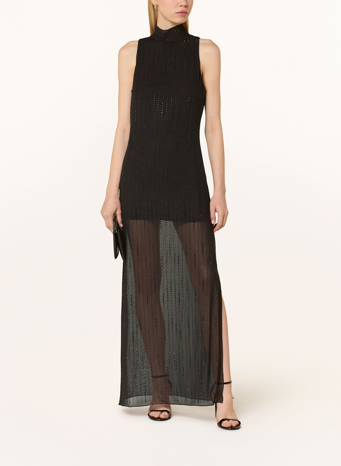 LIU JO Mesh-Kleid mit Schmucksteinen: SCHWARZ