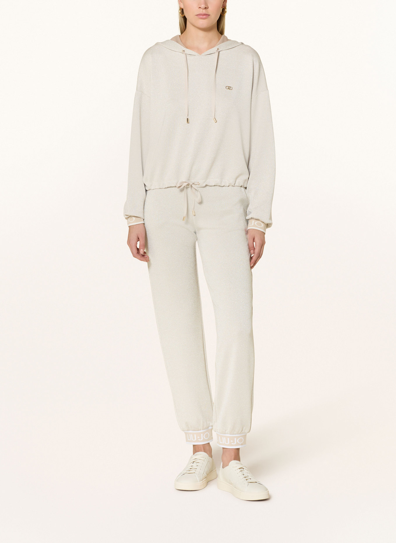 LIU JO Strick-Hoodie mit Glitzergarn: ECRU / GOLD