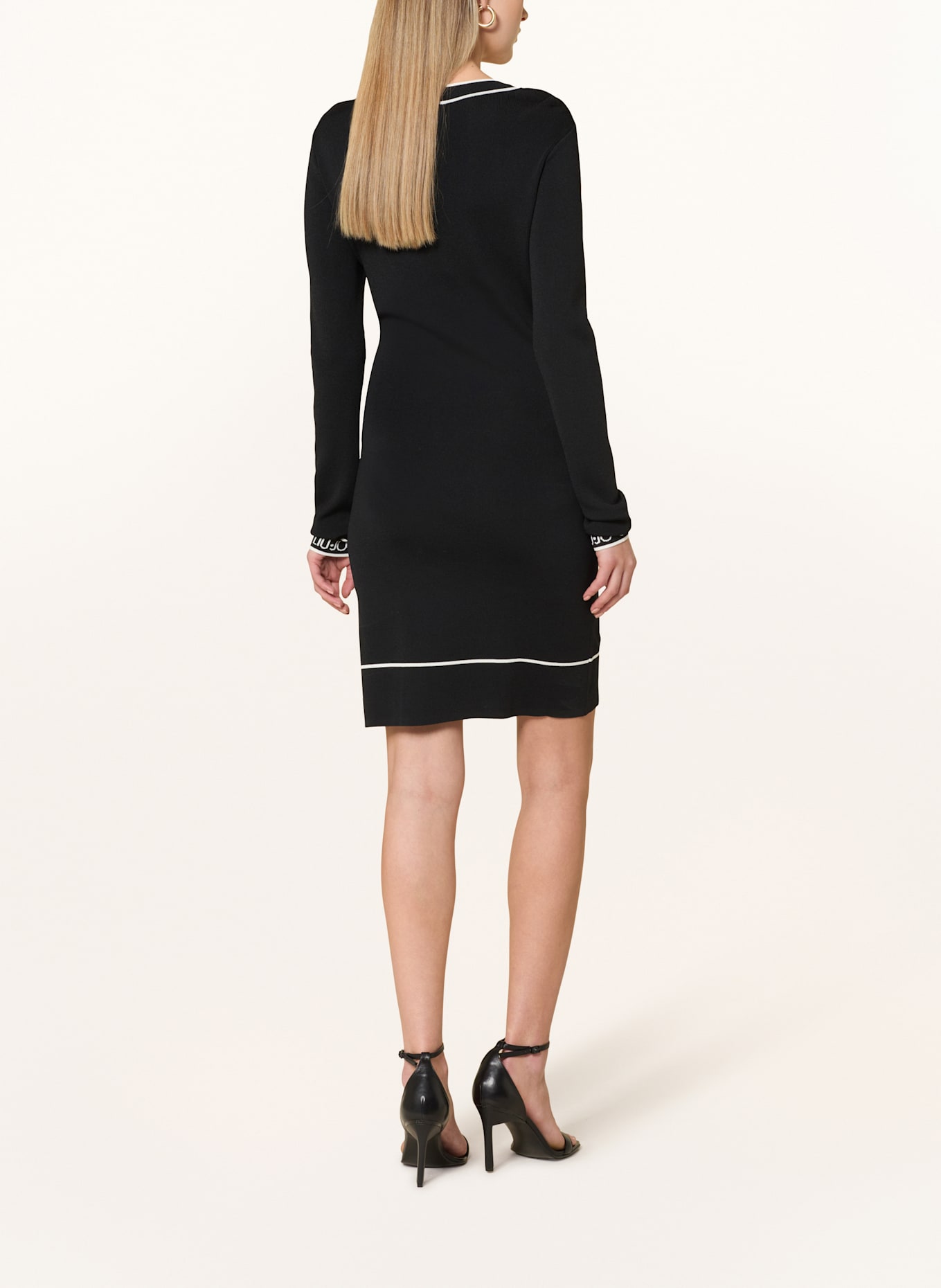 LIU JO Strickkleid mit Spitze: SCHWARZ / WEISS