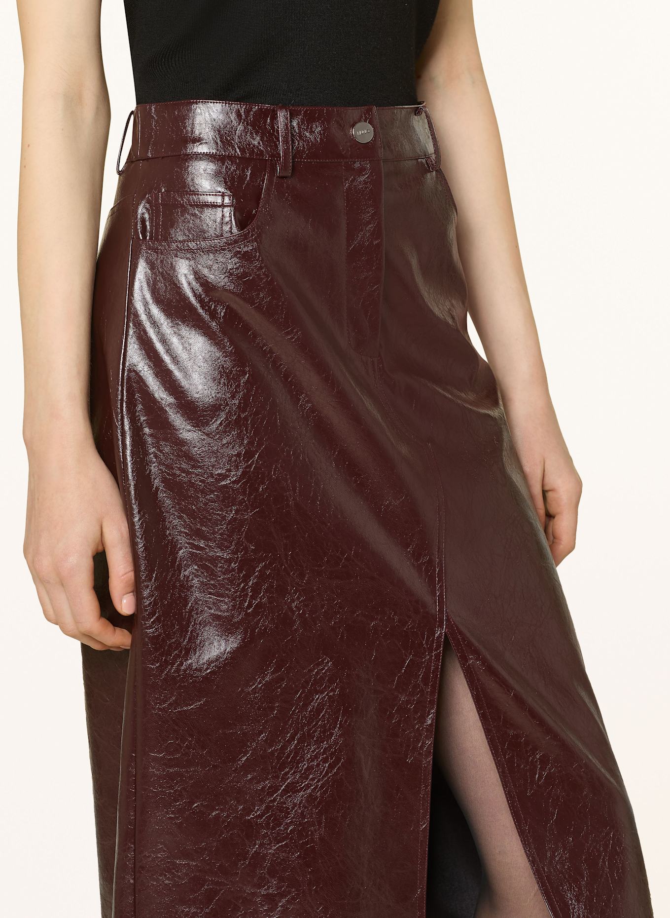 LIU JO Rock in Lederoptik: DUNKELROT