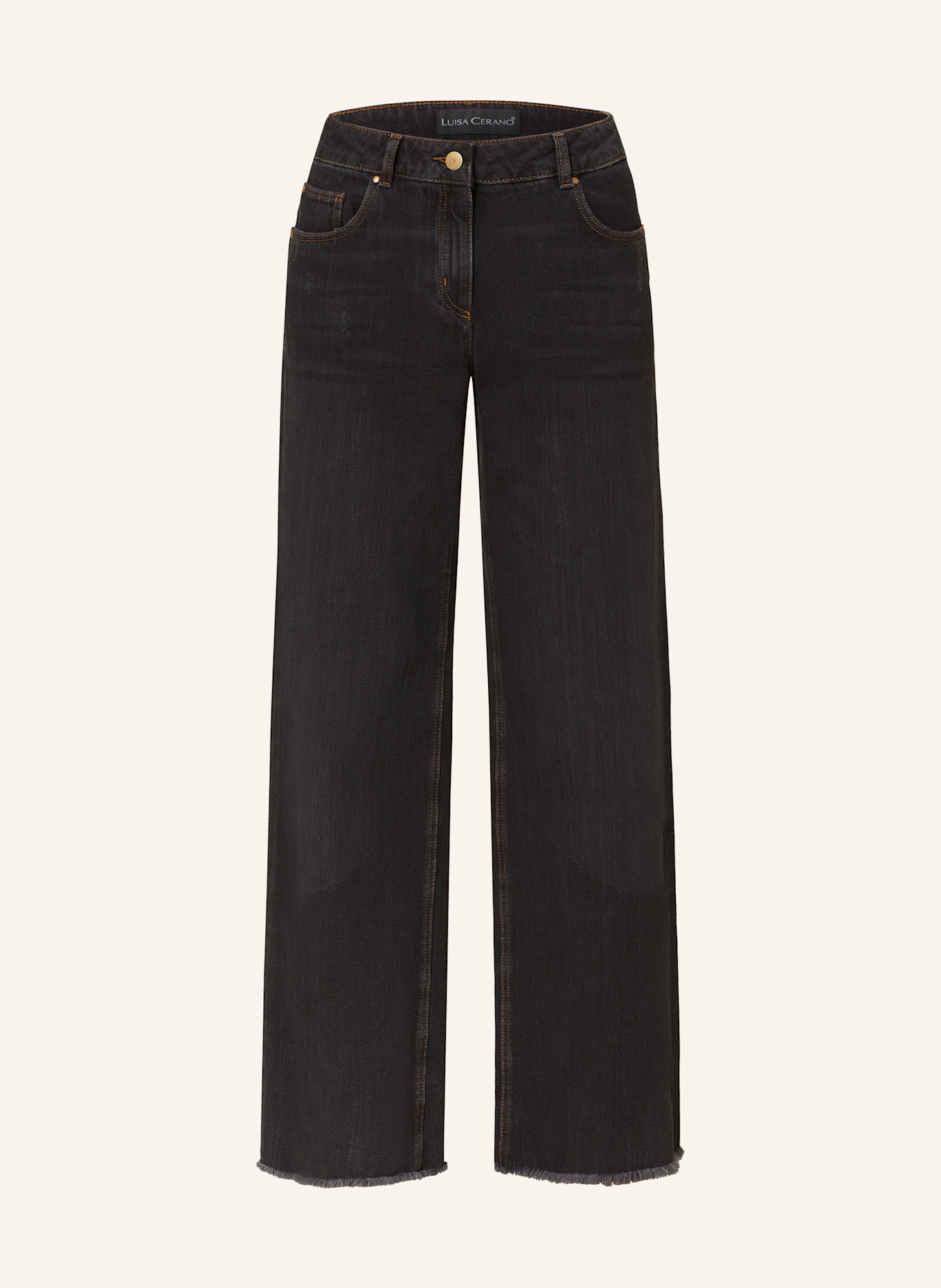LUISA CERANO Wide Leg Jeans: 1 Deep Black