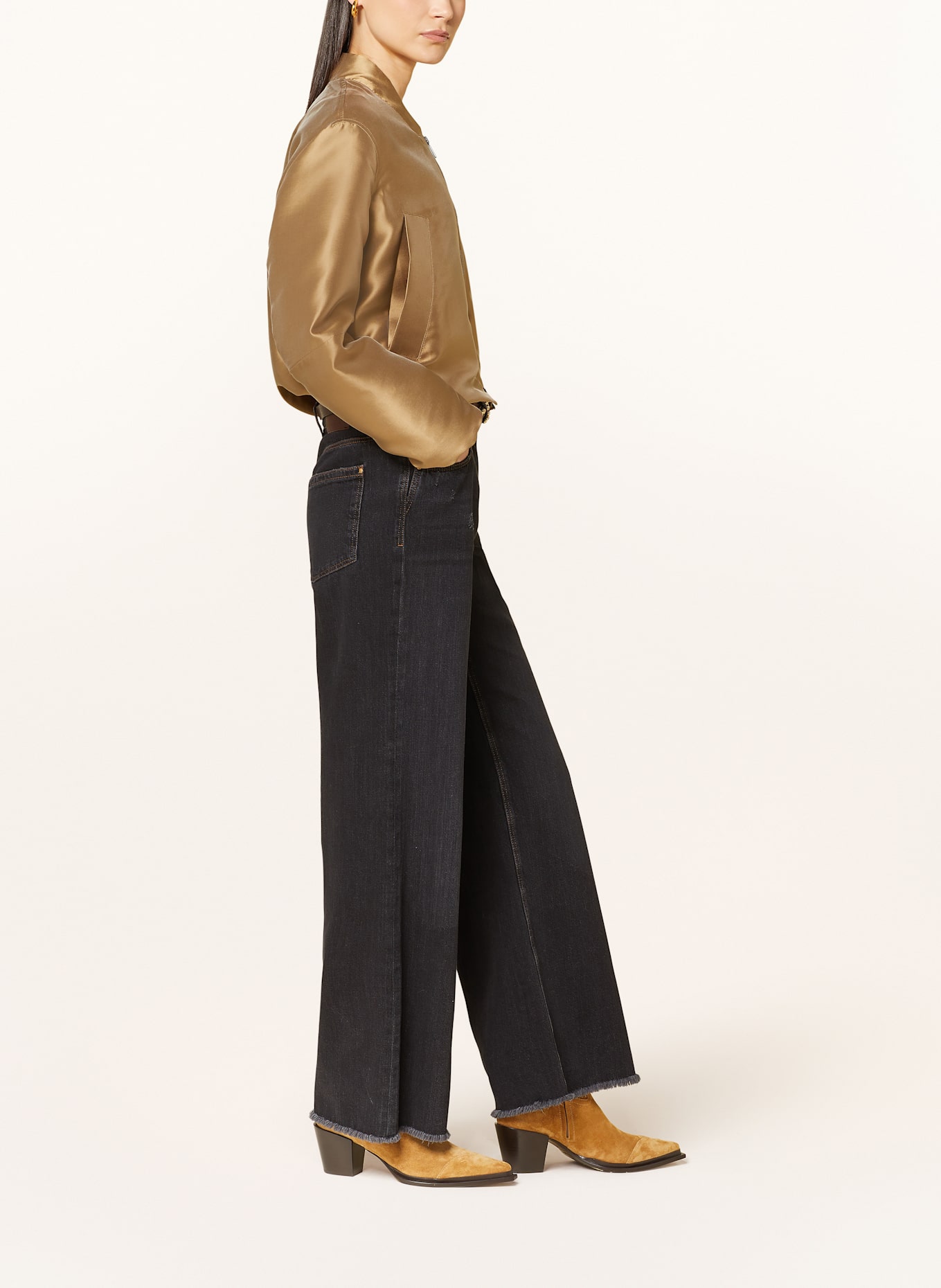 LUISA CERANO Wide Leg Jeans: 1 Deep Black