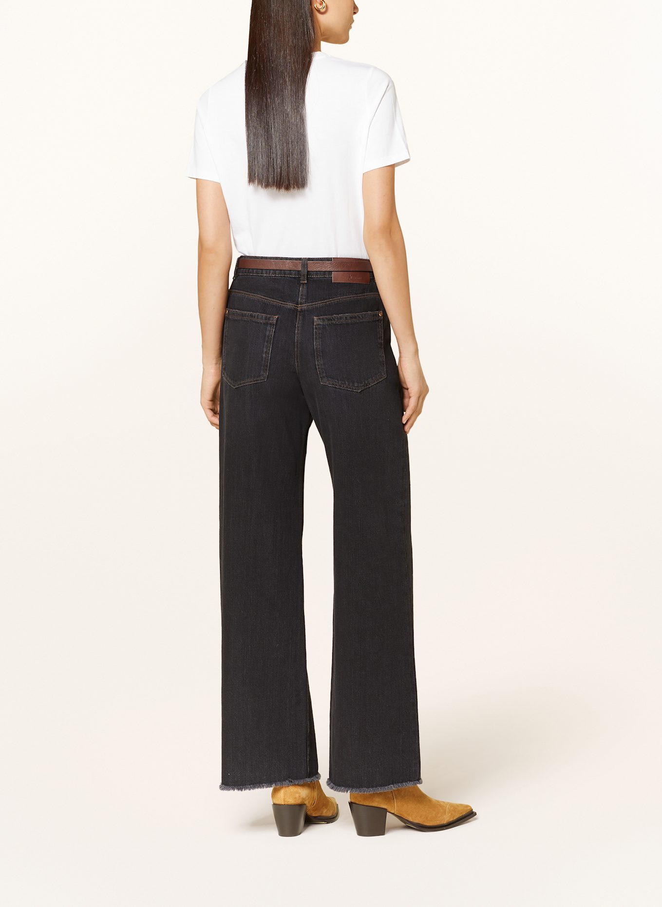 LUISA CERANO Wide Leg Jeans: 1 Deep Black