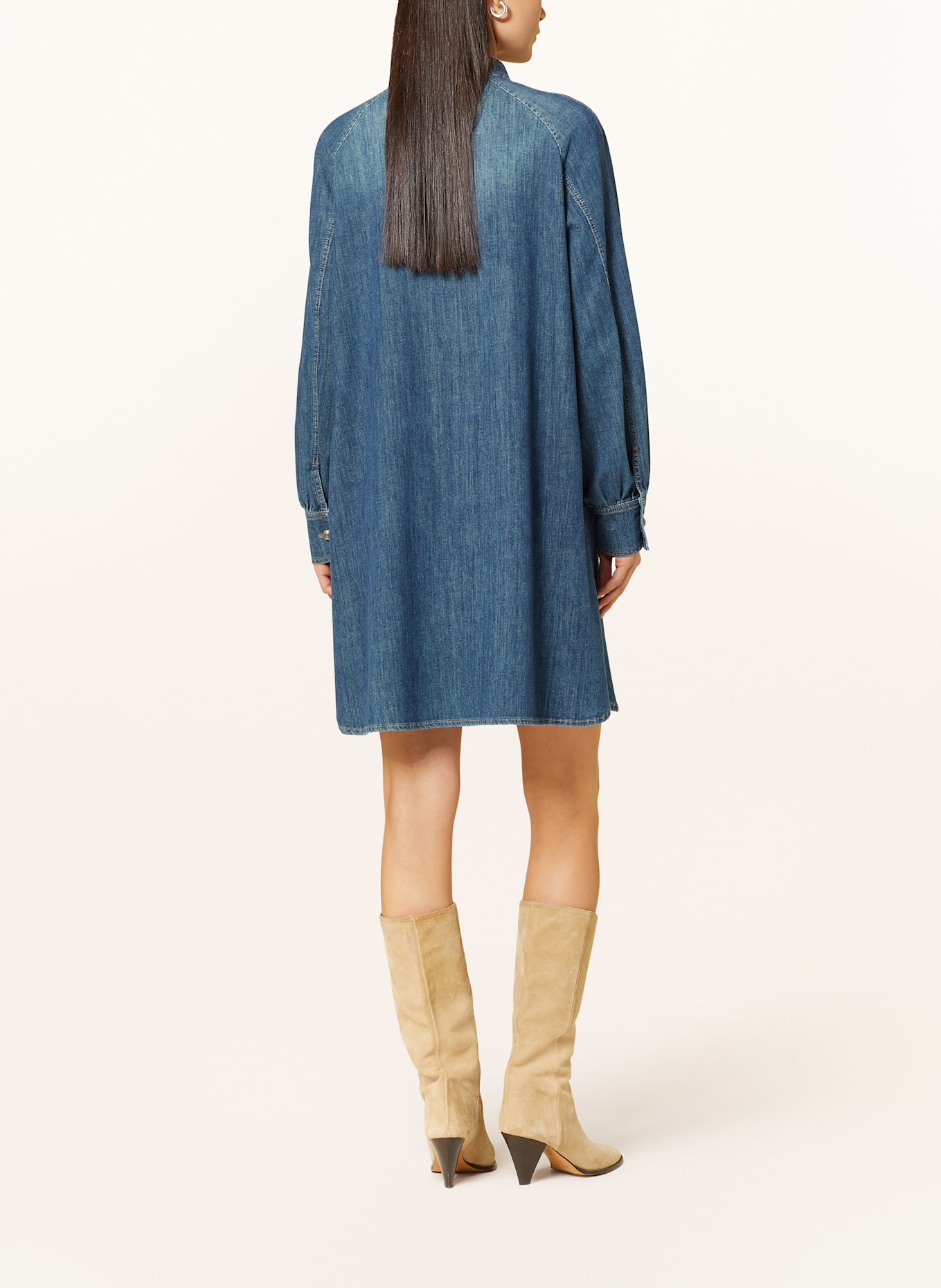 LUISA CERANO Jeanskleid mit Rüschen: BLAU