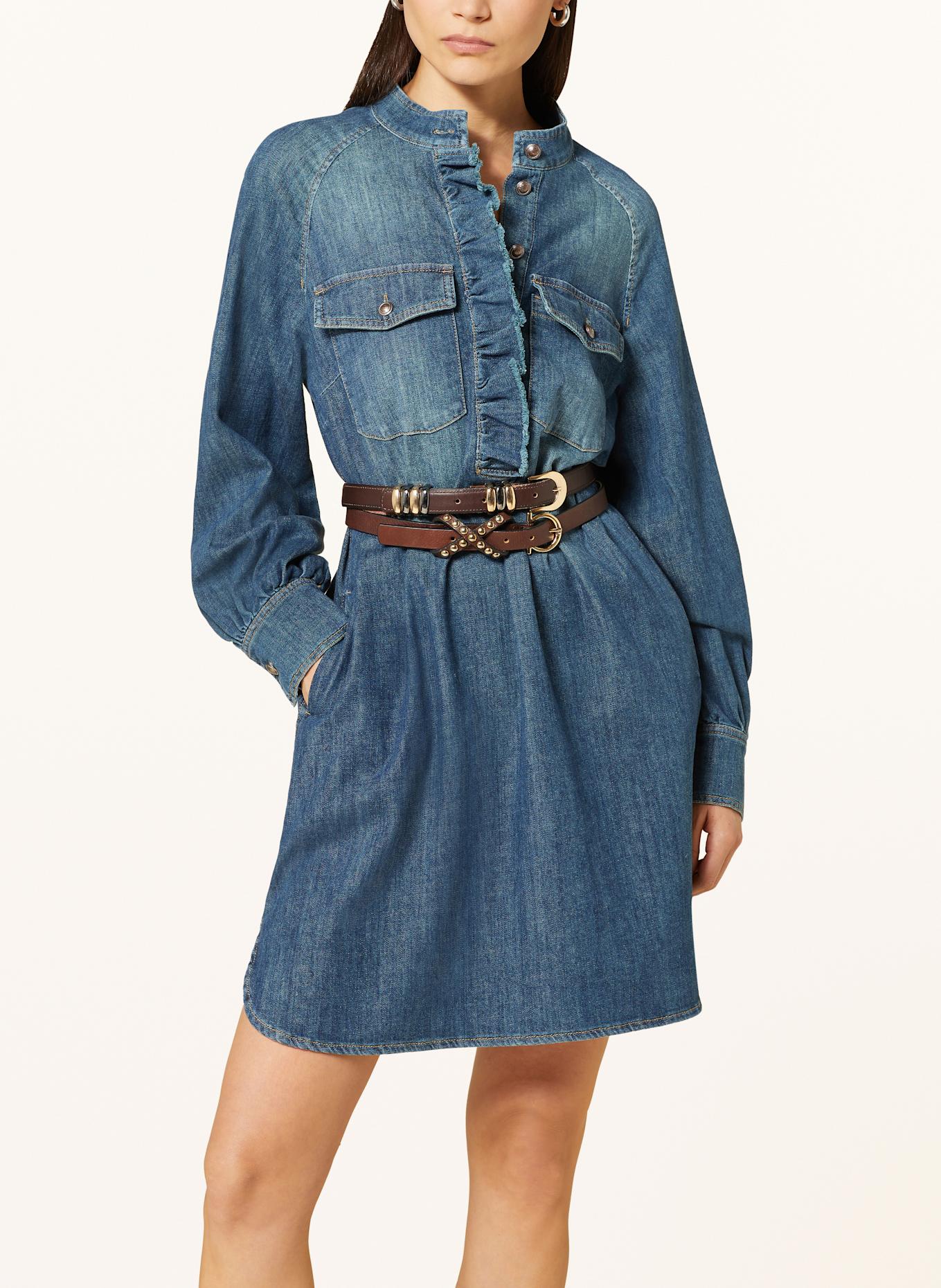 LUISA CERANO Jeanskleid mit Rüschen: BLAU