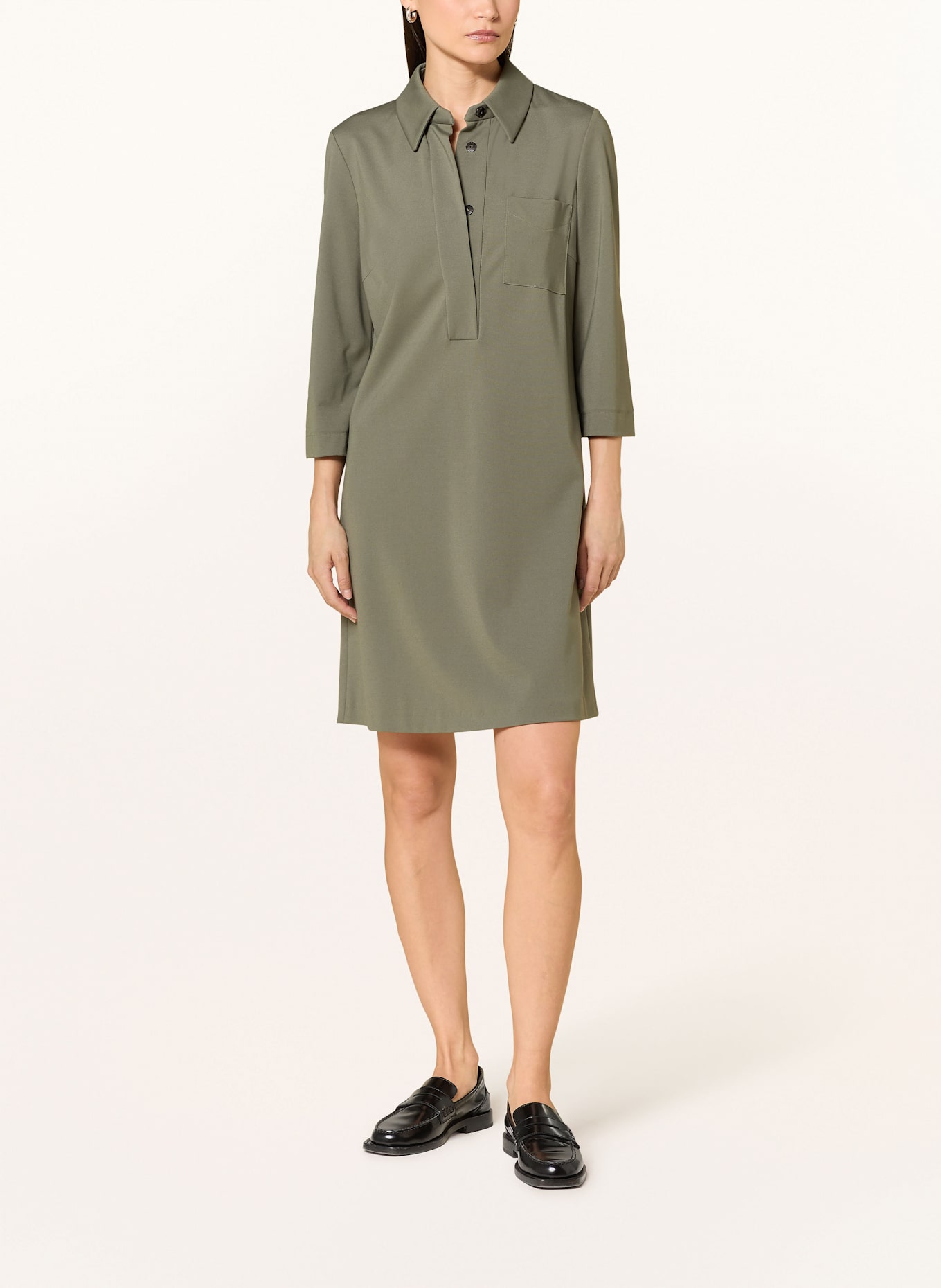 LUISA CERANO Hemdblusenkleid mit 3/4-Arm: KHAKI