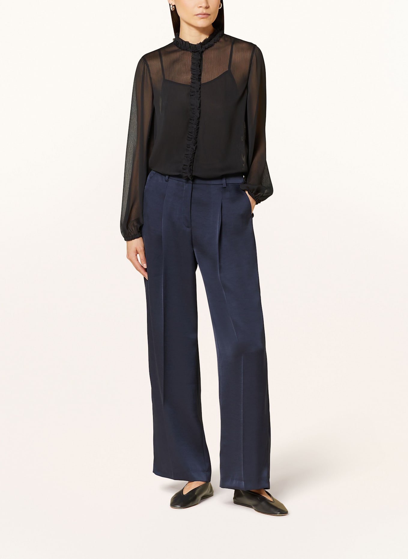 LUISA CERANO Bluse mit Rüschen: SCHWARZ