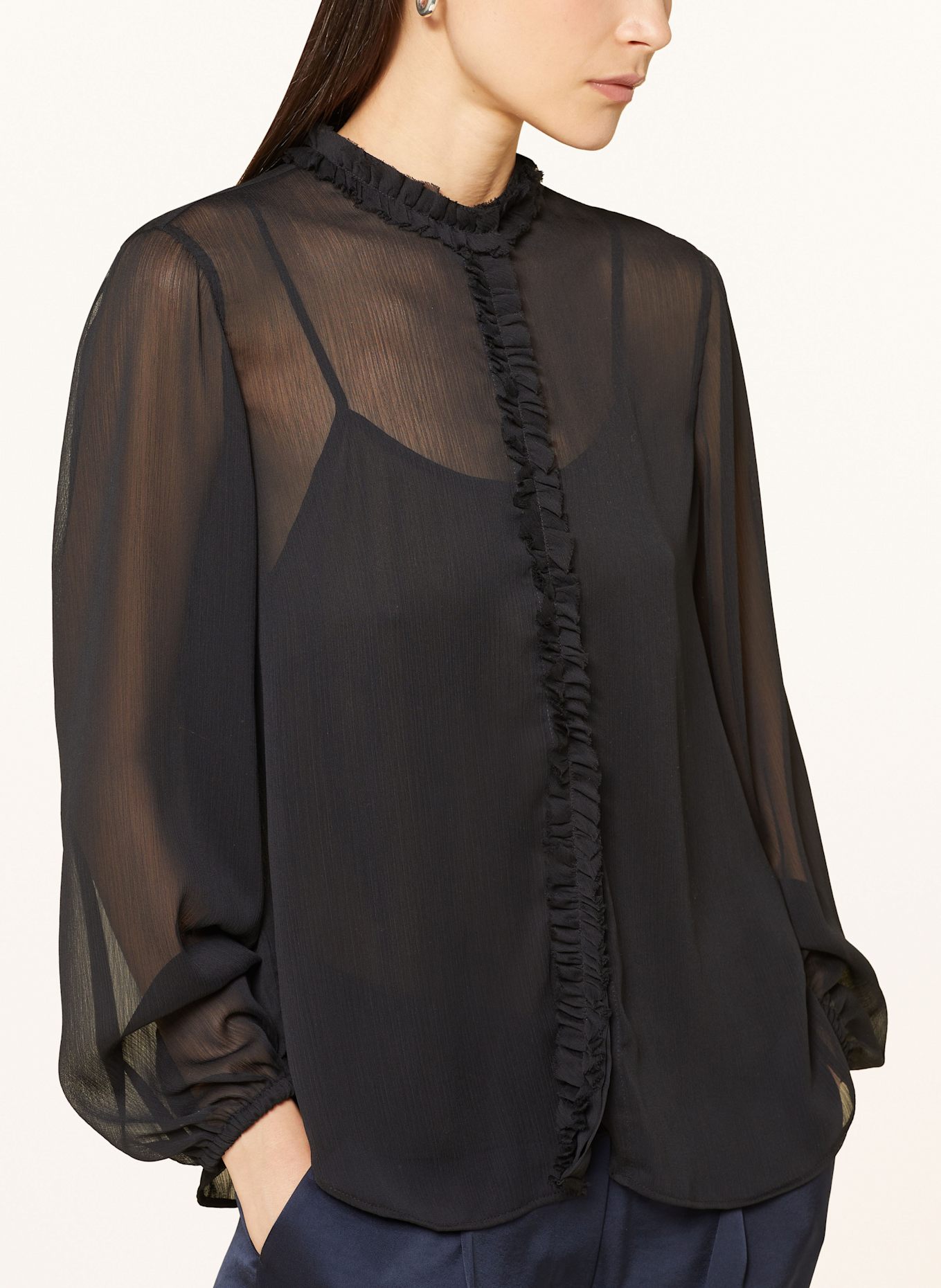 LUISA CERANO Bluse mit Rüschen: SCHWARZ