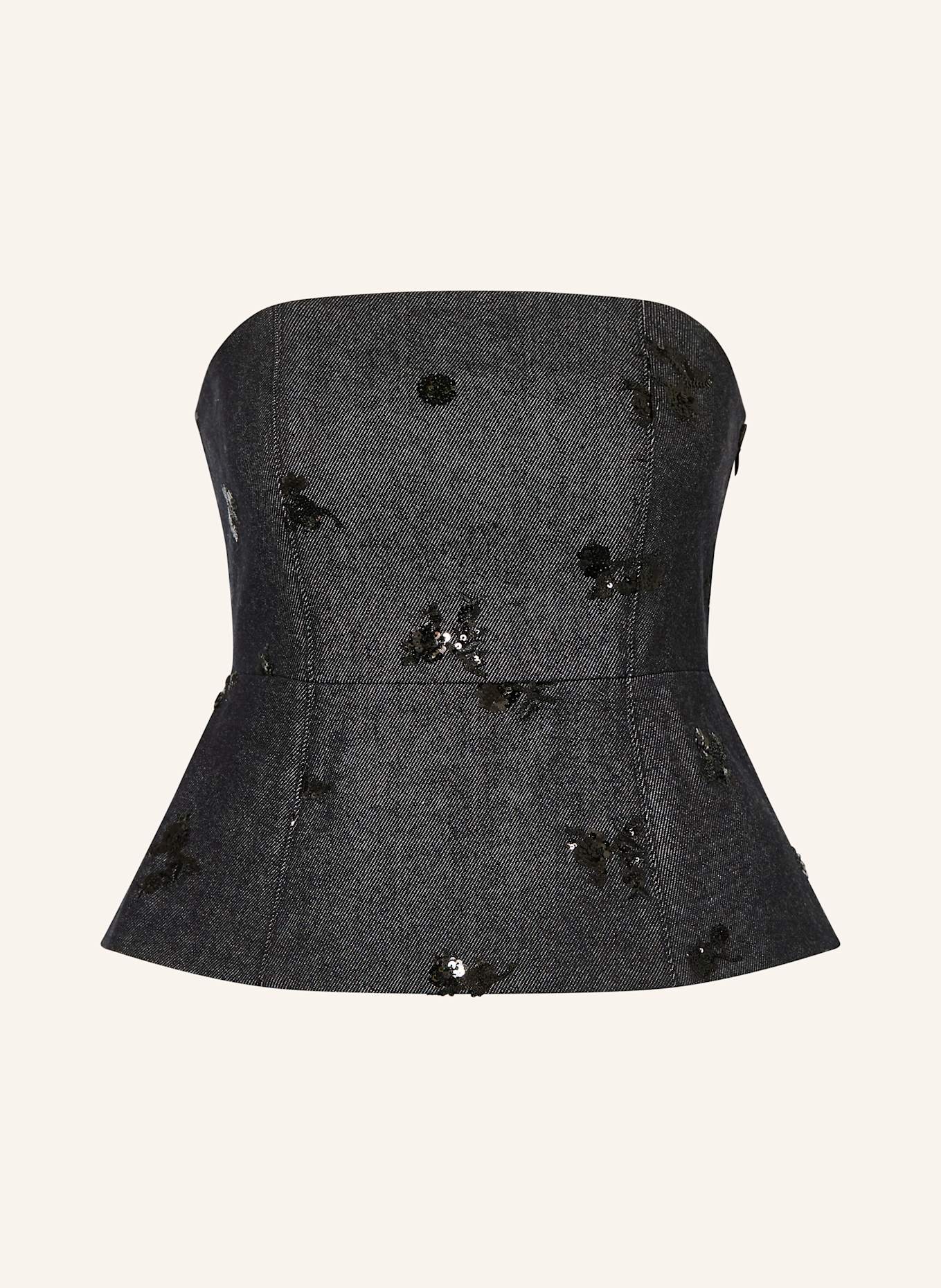 LUISA CERANO Corsage in Jeansoptik mit Pailletten: DUNKELBLAU / SCHWARZ