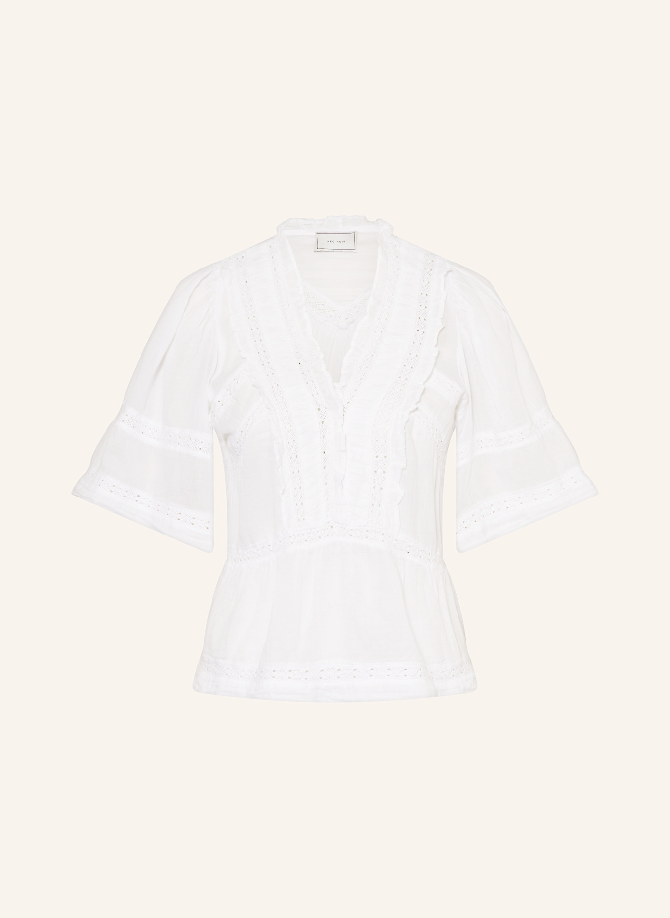 NEO NOIR Chemisier EVIENNE à volants: BLANC