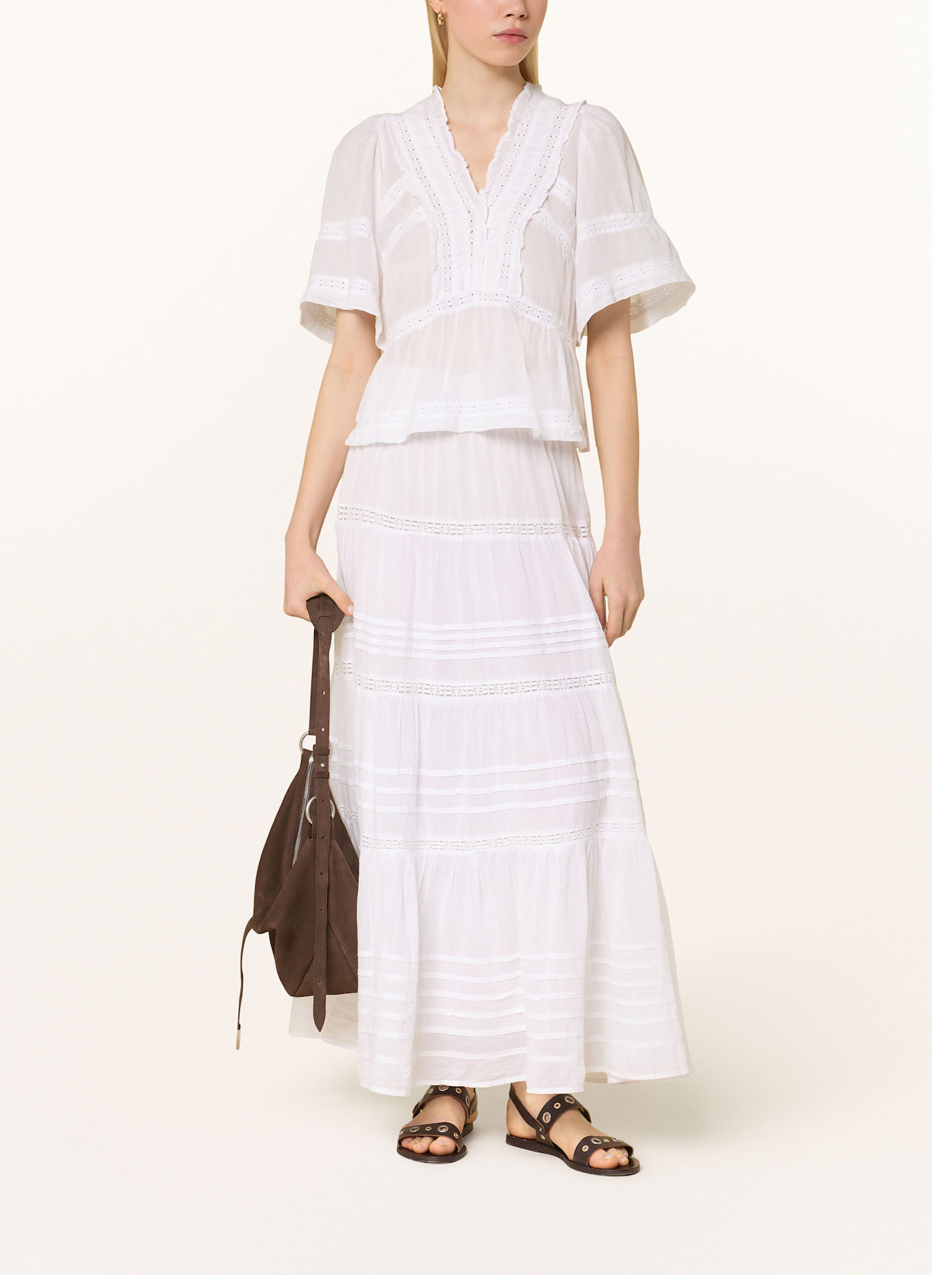 NEO NOIR Chemisier EVIENNE à volants: BLANC