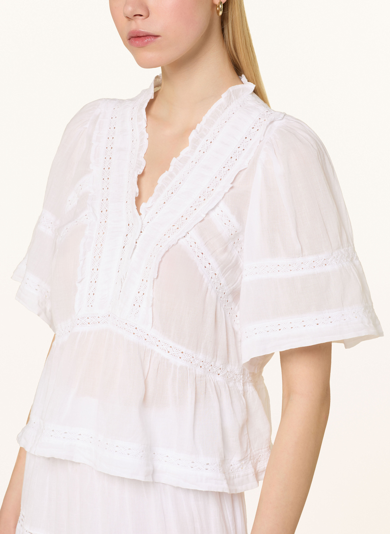 NEO NOIR Chemisier EVIENNE à volants: BLANC