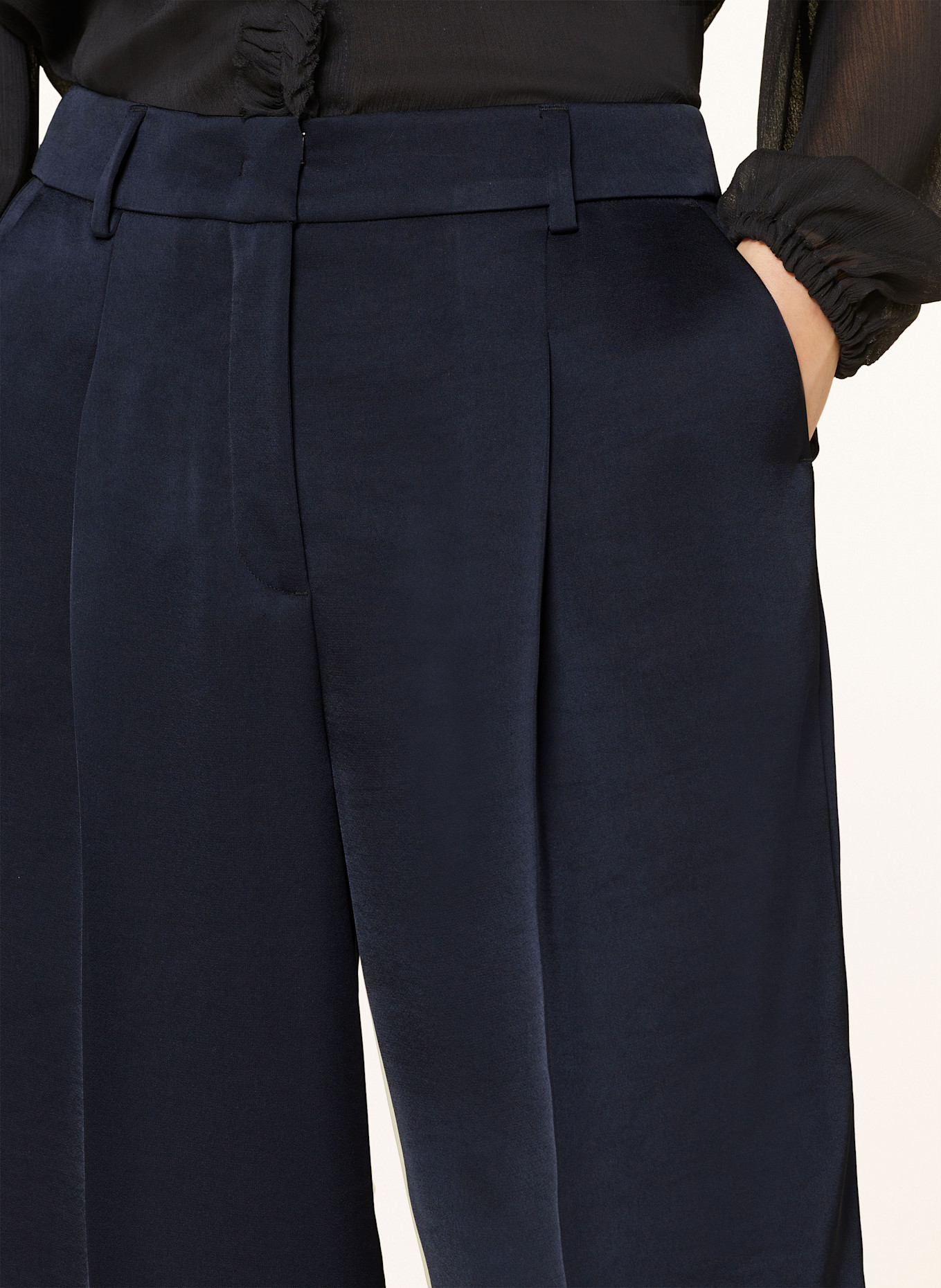 LUISA CERANO Marlenehose aus Satin: DUNKELBLAU