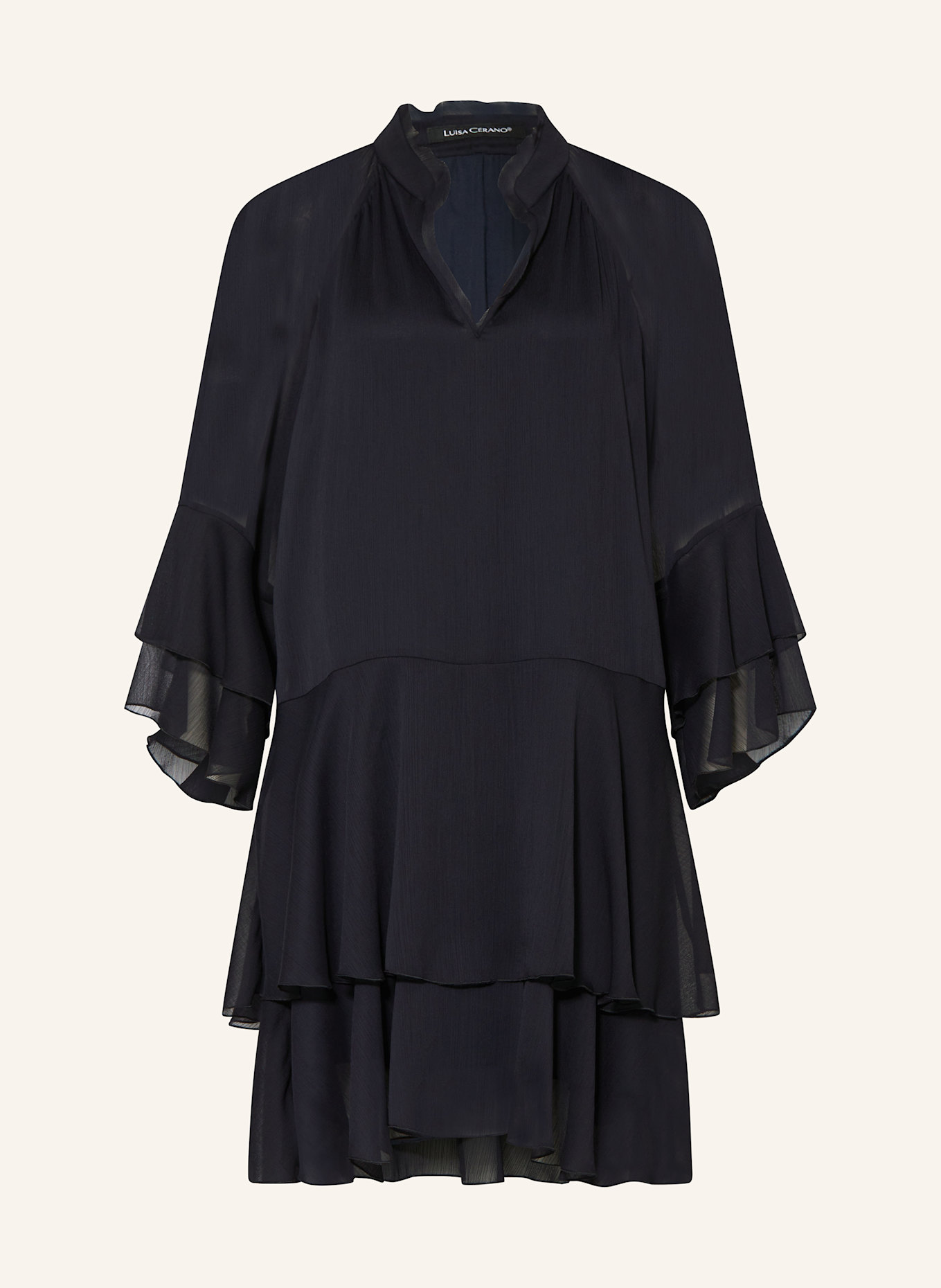 LUISA CERANO Kleid mit Volants: DUNKELBLAU