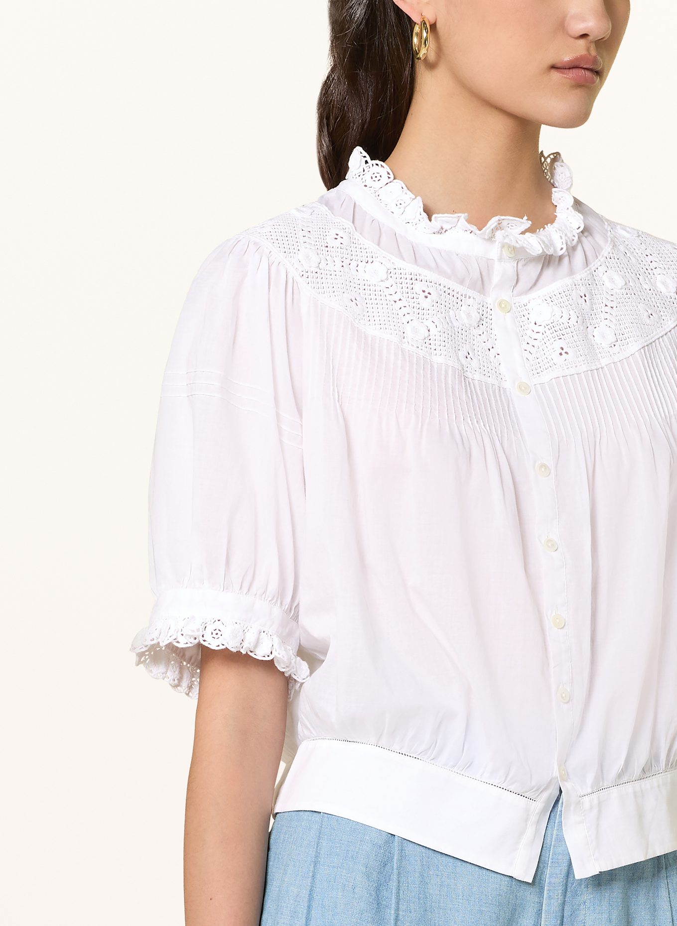 POLO RALPH LAUREN Bluse mit Spitze, Farbe: WEISS (Bild 4)