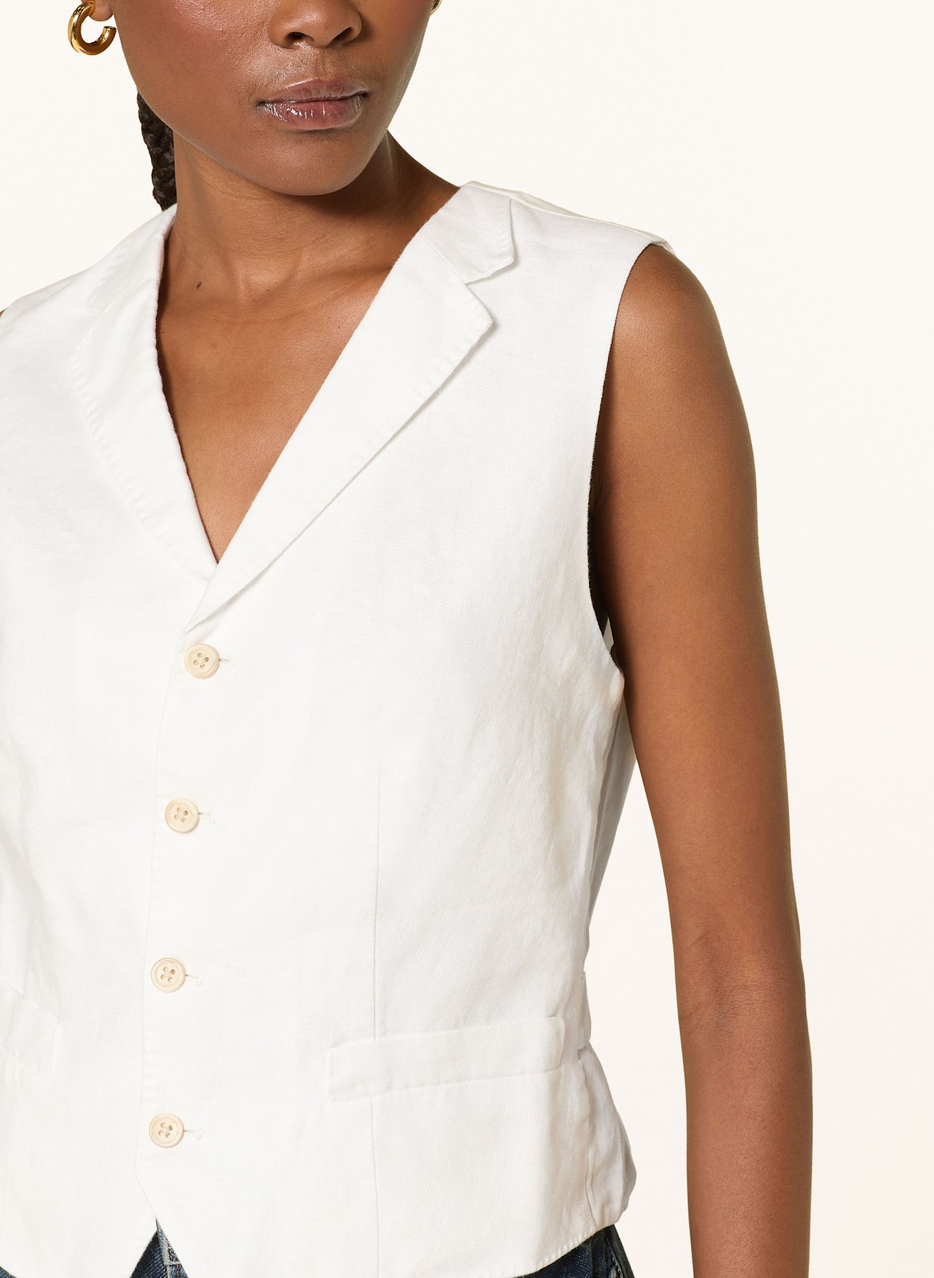 POLO RALPH LAUREN Blazerweste aus Leinen: WEISS