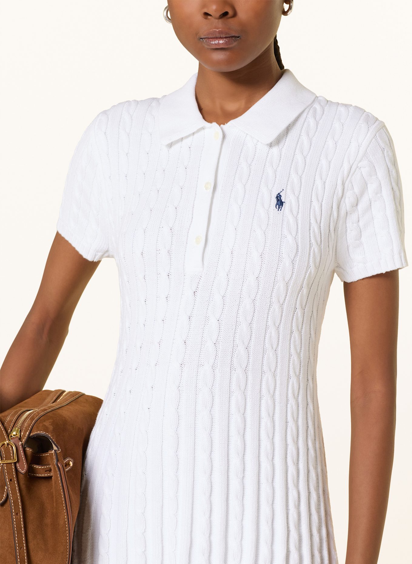 POLO RALPH LAUREN Rochie polo tricotată: ALB
