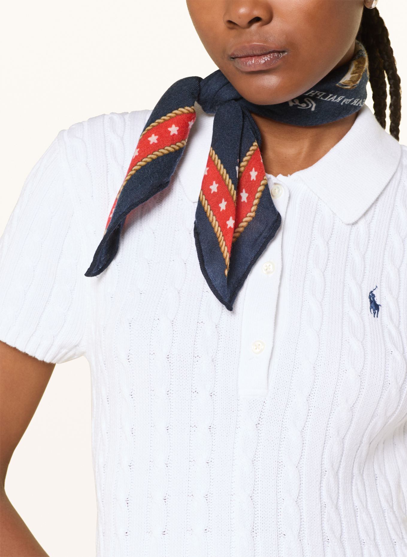 POLO RALPH LAUREN Rochie polo tricotată: ALB