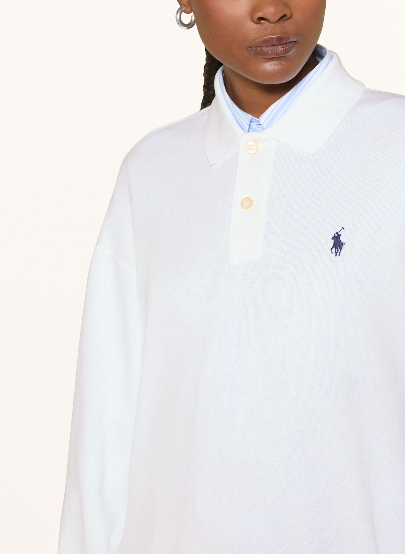 POLO RALPH LAUREN Sweatshirt fabric polo shirt: WHITE