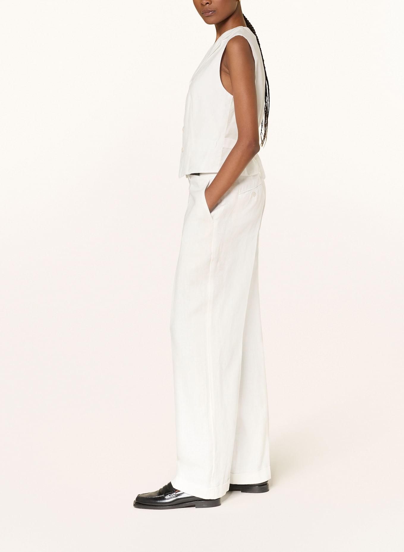 POLO RALPH LAUREN Marlenehose aus Leinen: WEISS