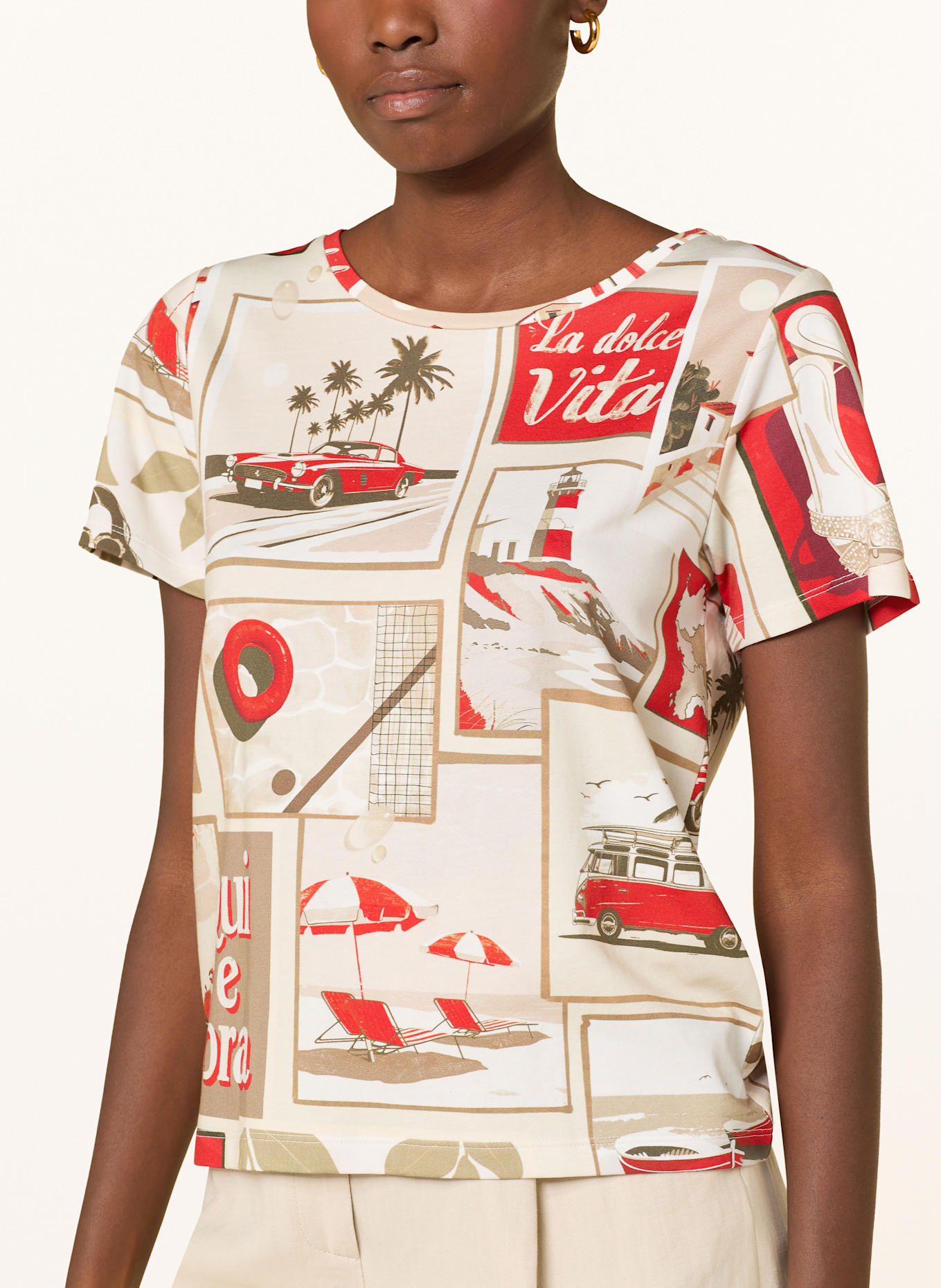 monari T-Shirt: CREME/ BEIGE/ ROT