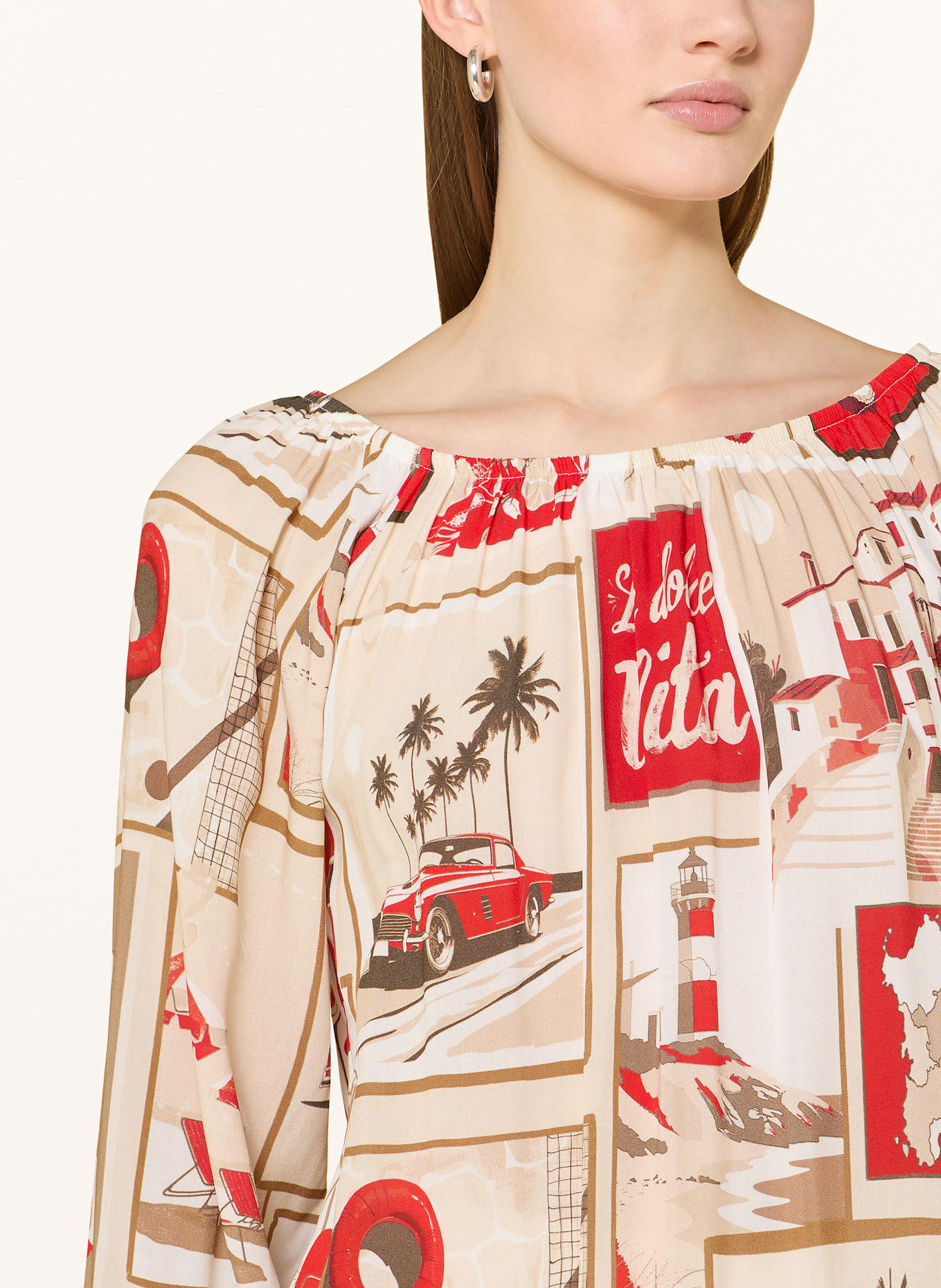 monari Blusenshirt: ROT / BEIGE / CREME