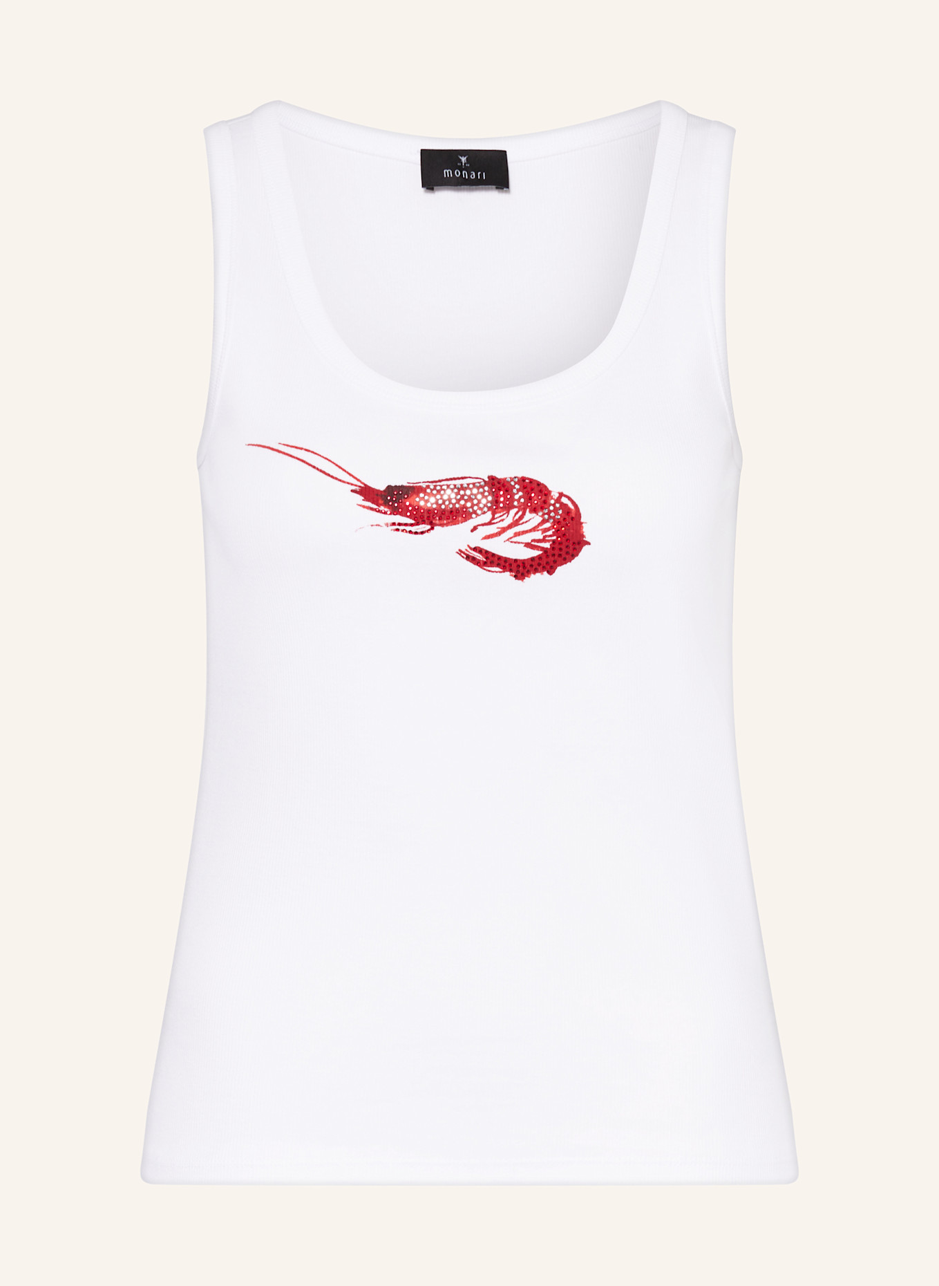 monari Tanktop mit Schmucksteinen: WEISS / ROT