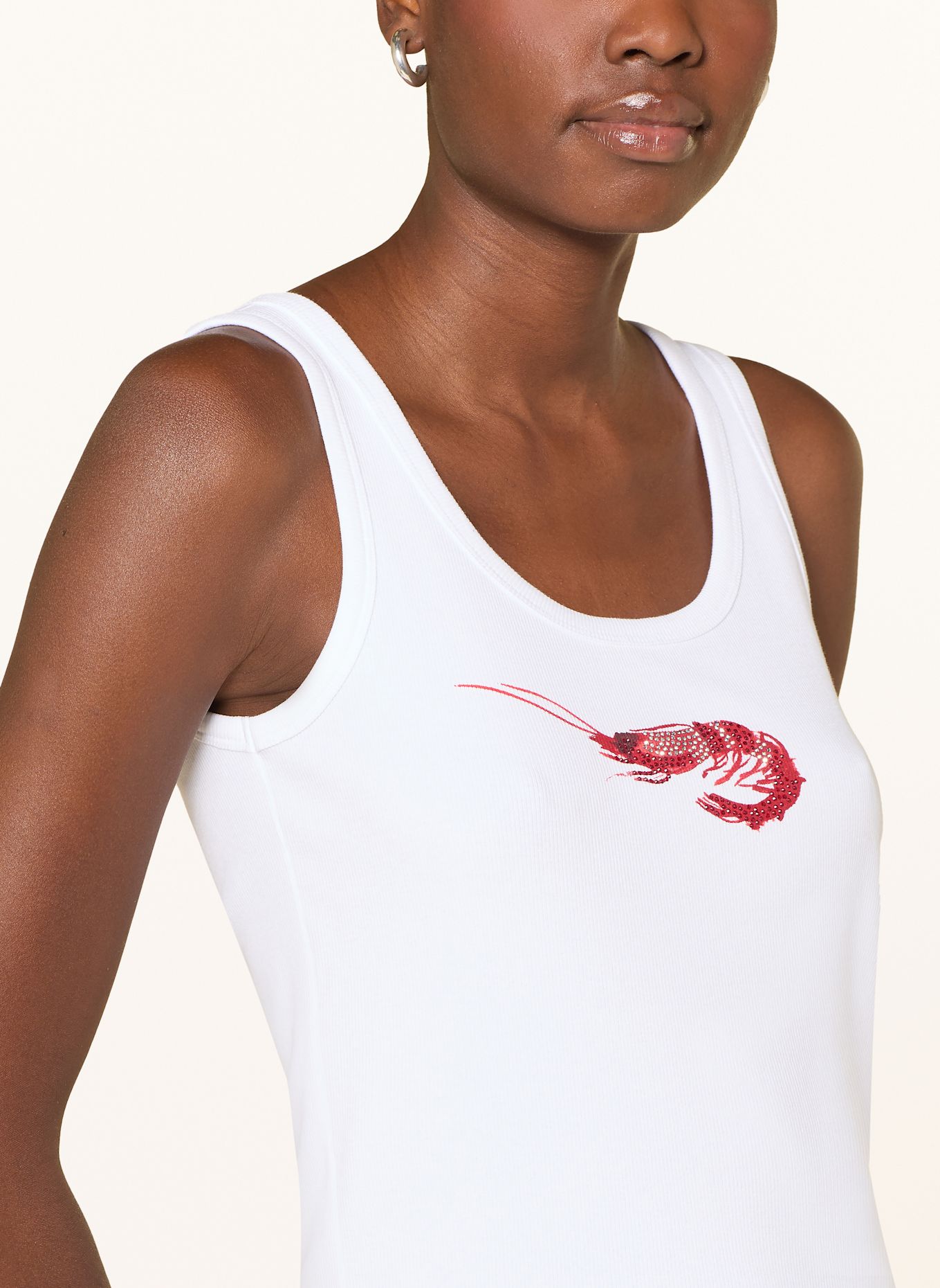 monari Tanktop mit Schmucksteinen: WEISS / ROT