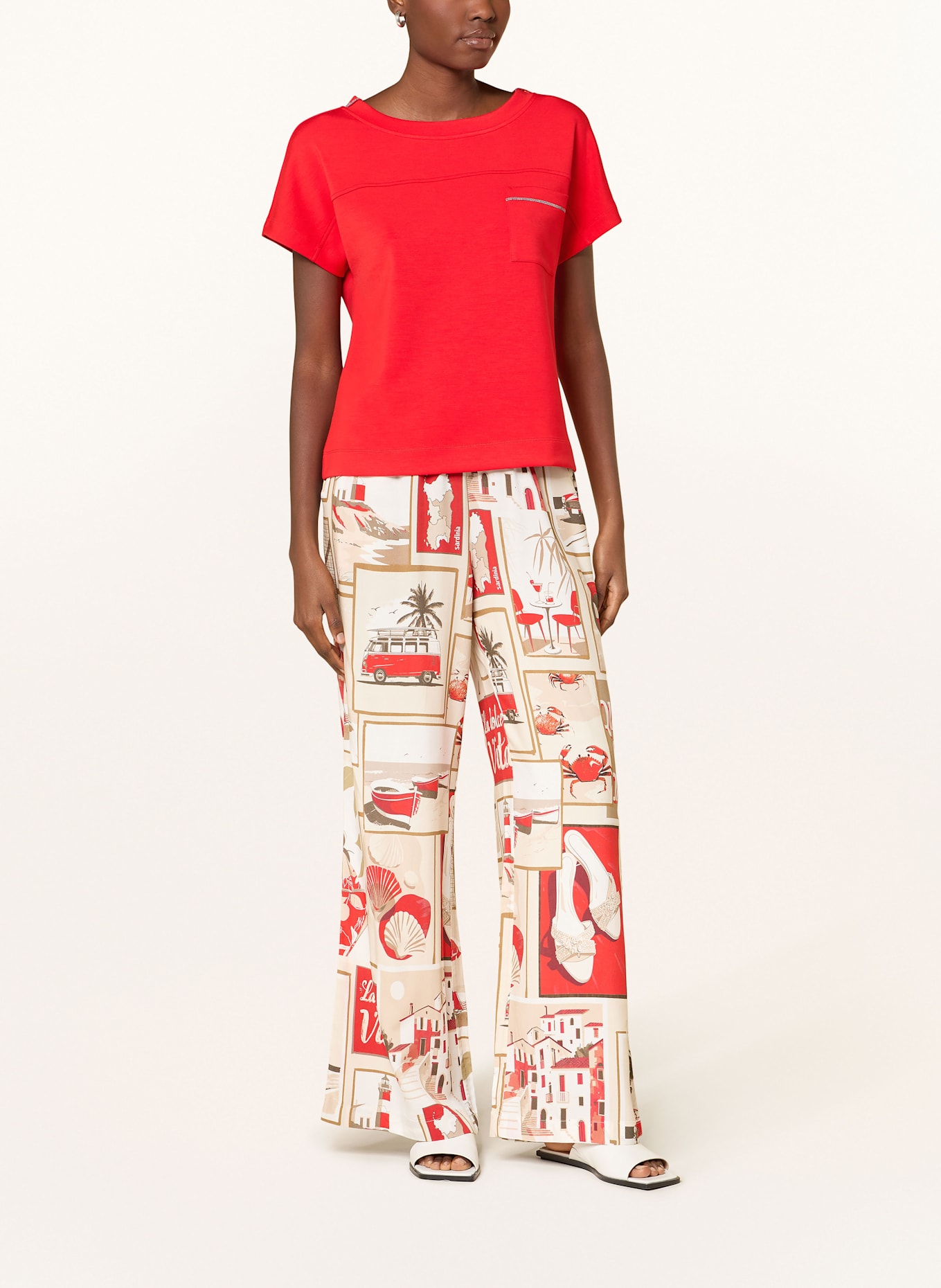 monari Sweatshirt mit Schmucksteinen: ROT