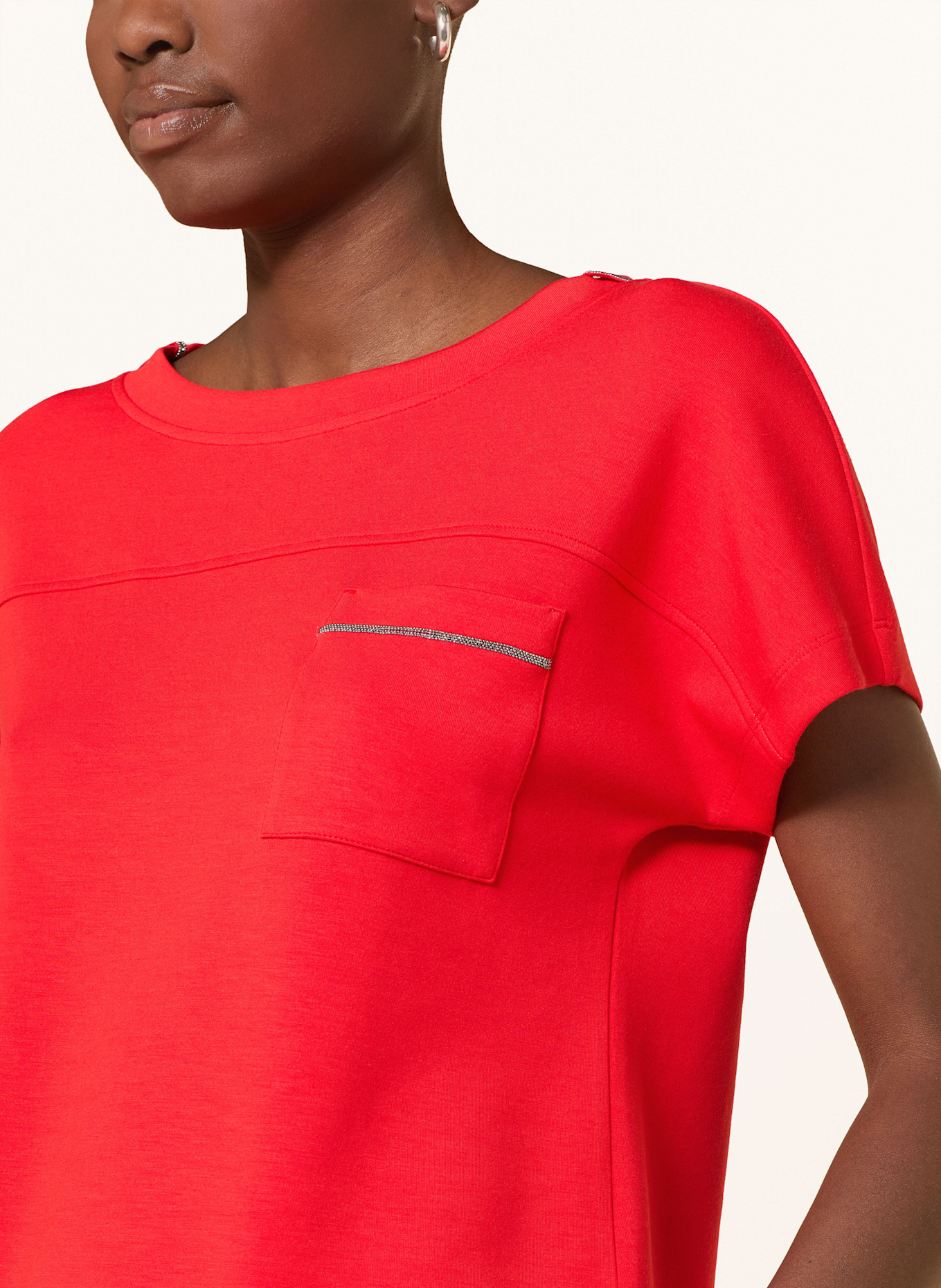 monari Sweatshirt mit Schmucksteinen: ROT