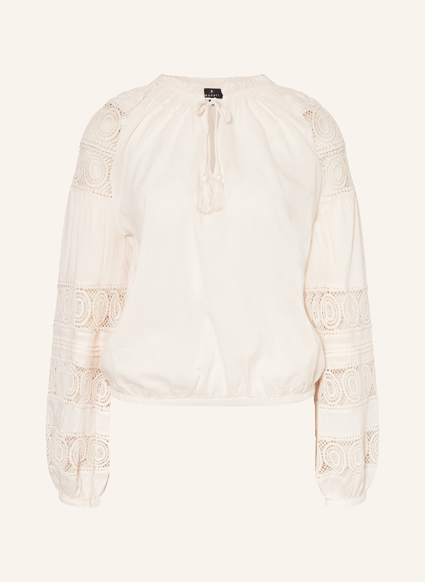 monari Bluse mit Lochspitze und Rüschen: CREME