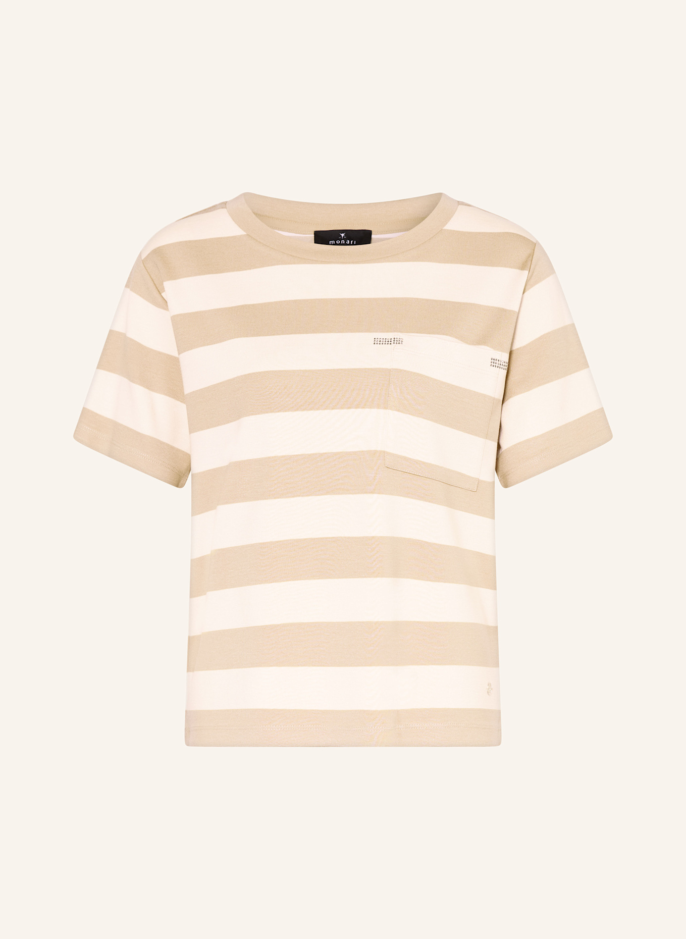 monari T-Shirt mit Schmucksteinen: CREME/ CAMEL