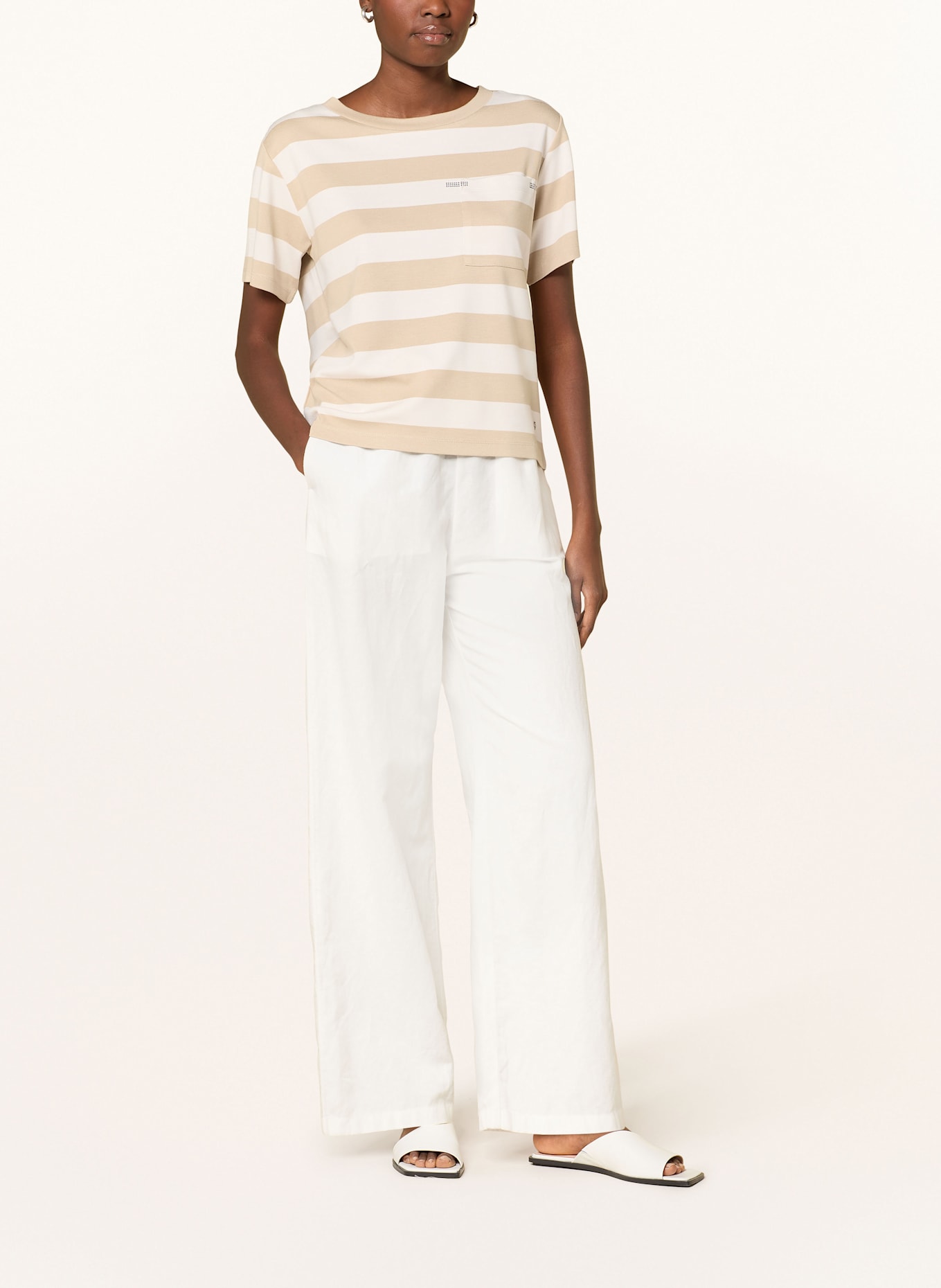 monari T-Shirt mit Schmucksteinen: CREME/ CAMEL