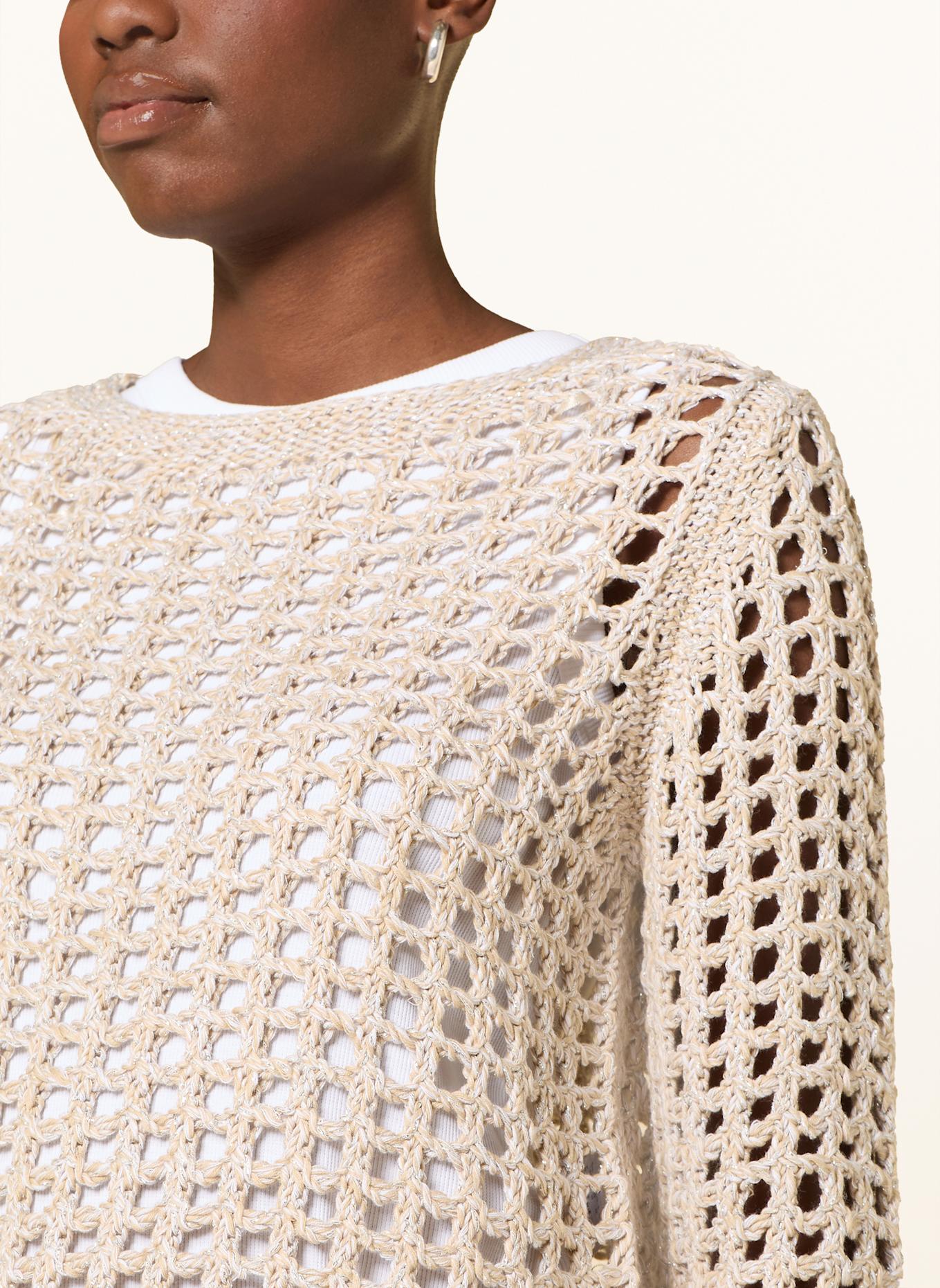 monari Strickshirt mit Glitzergarn: CAMEL/ SILBER
