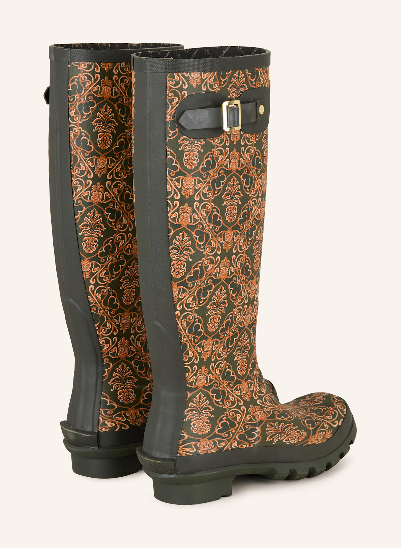 Barbour Gummistiefel CAMI WELLY: KHAKI / ROSÉGOLD / DUNKELORANGE