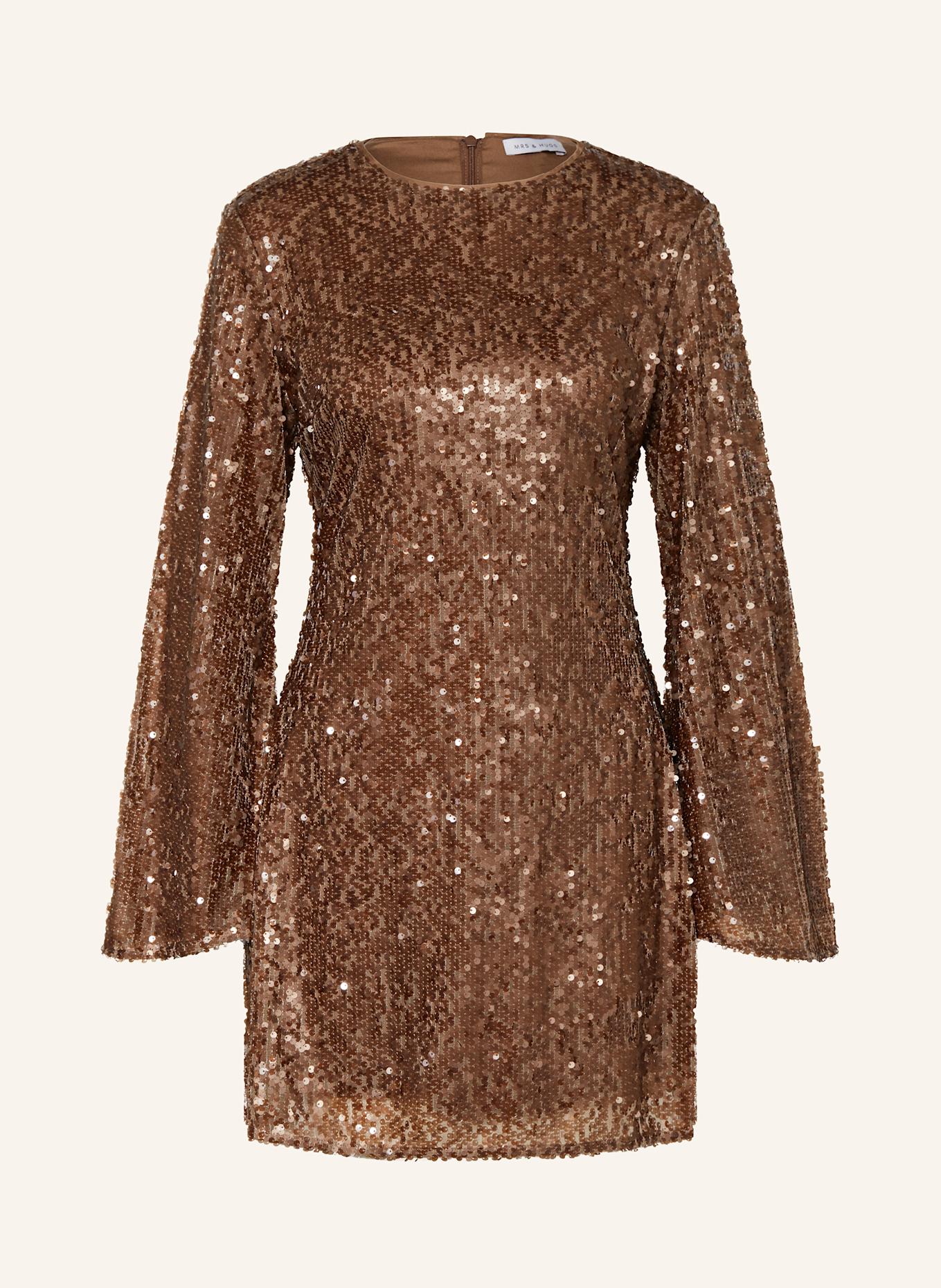 MRS & HUGS Kleid mit Pailletten: DUNKELBRAUN