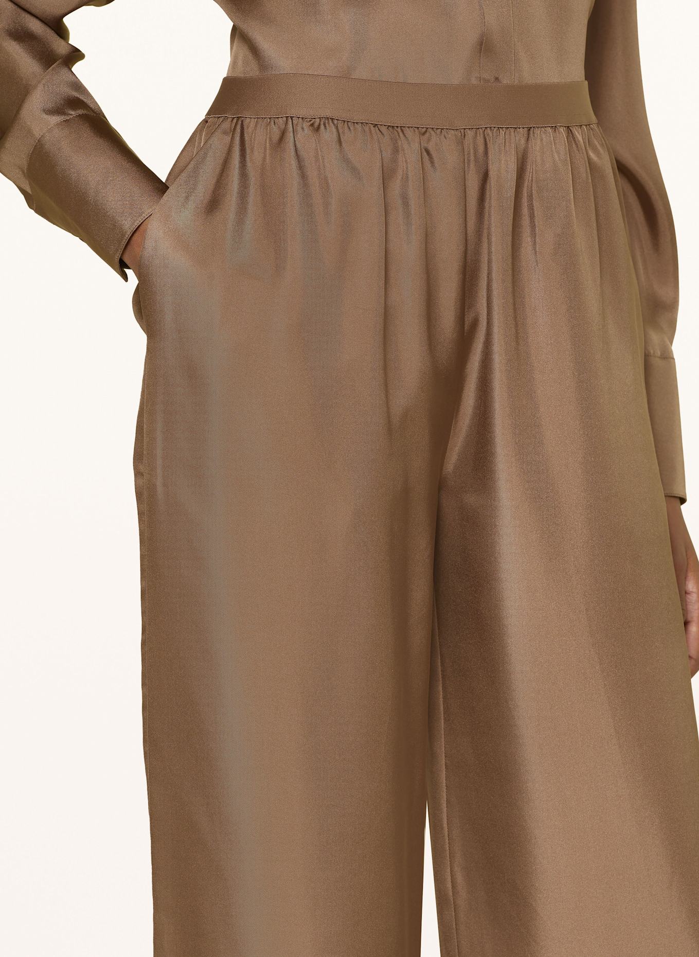 MRS & HUGS Marlenehose aus Seide: DUNKELBRAUN