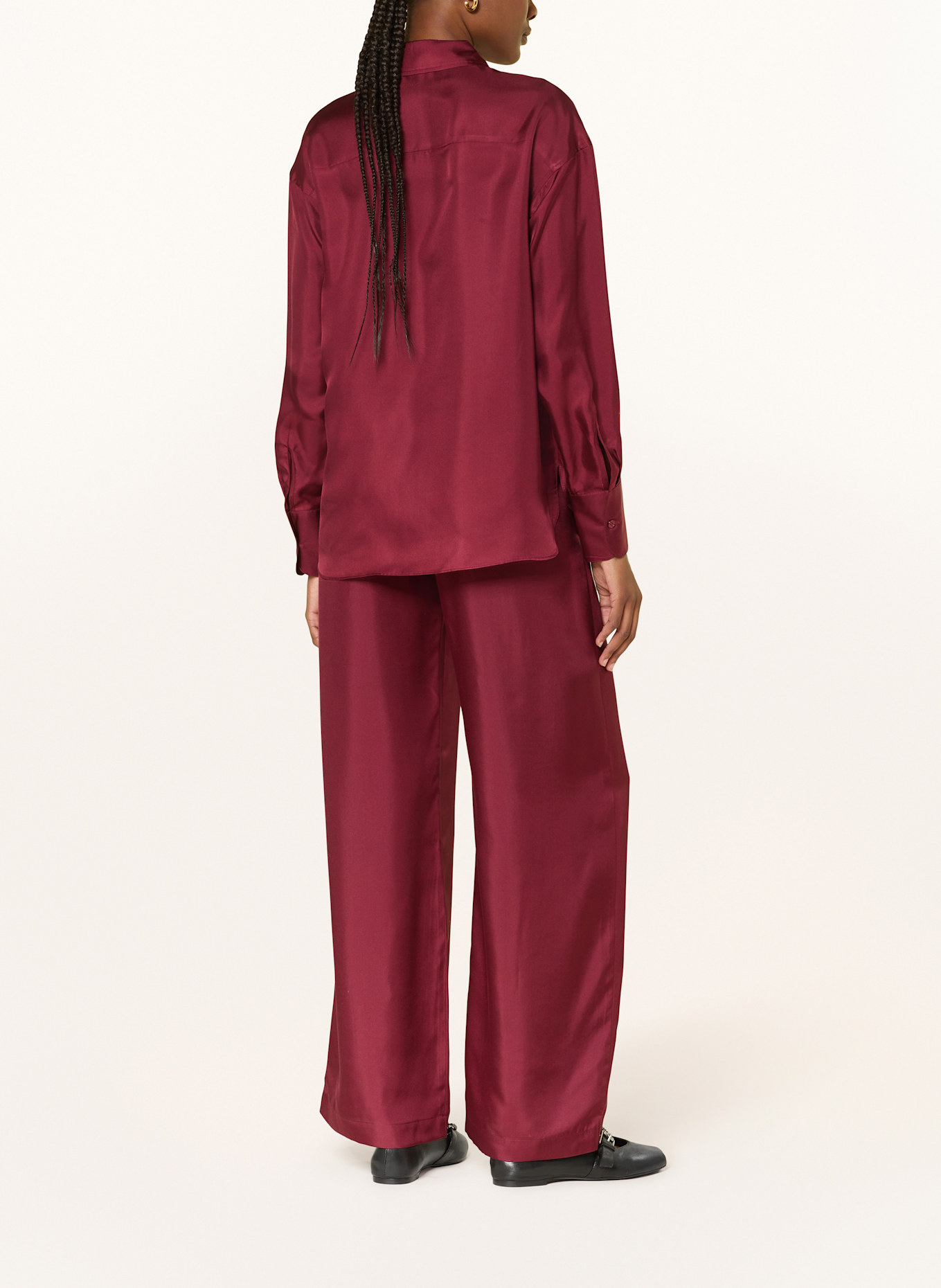 MRS & HUGS Marlenehose aus Seide: DUNKELROT