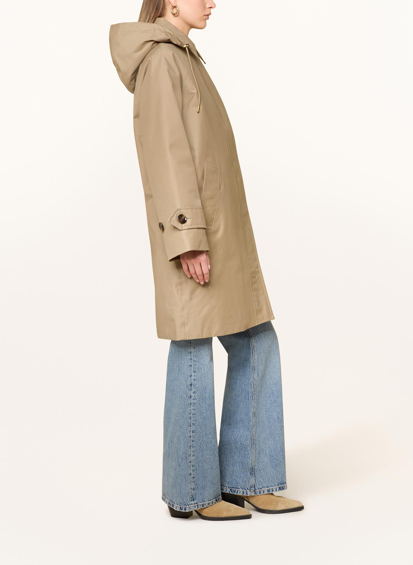 Barbour Regenmantel SADIE mit abnehmbarer Kapuze: HELLBRAUN