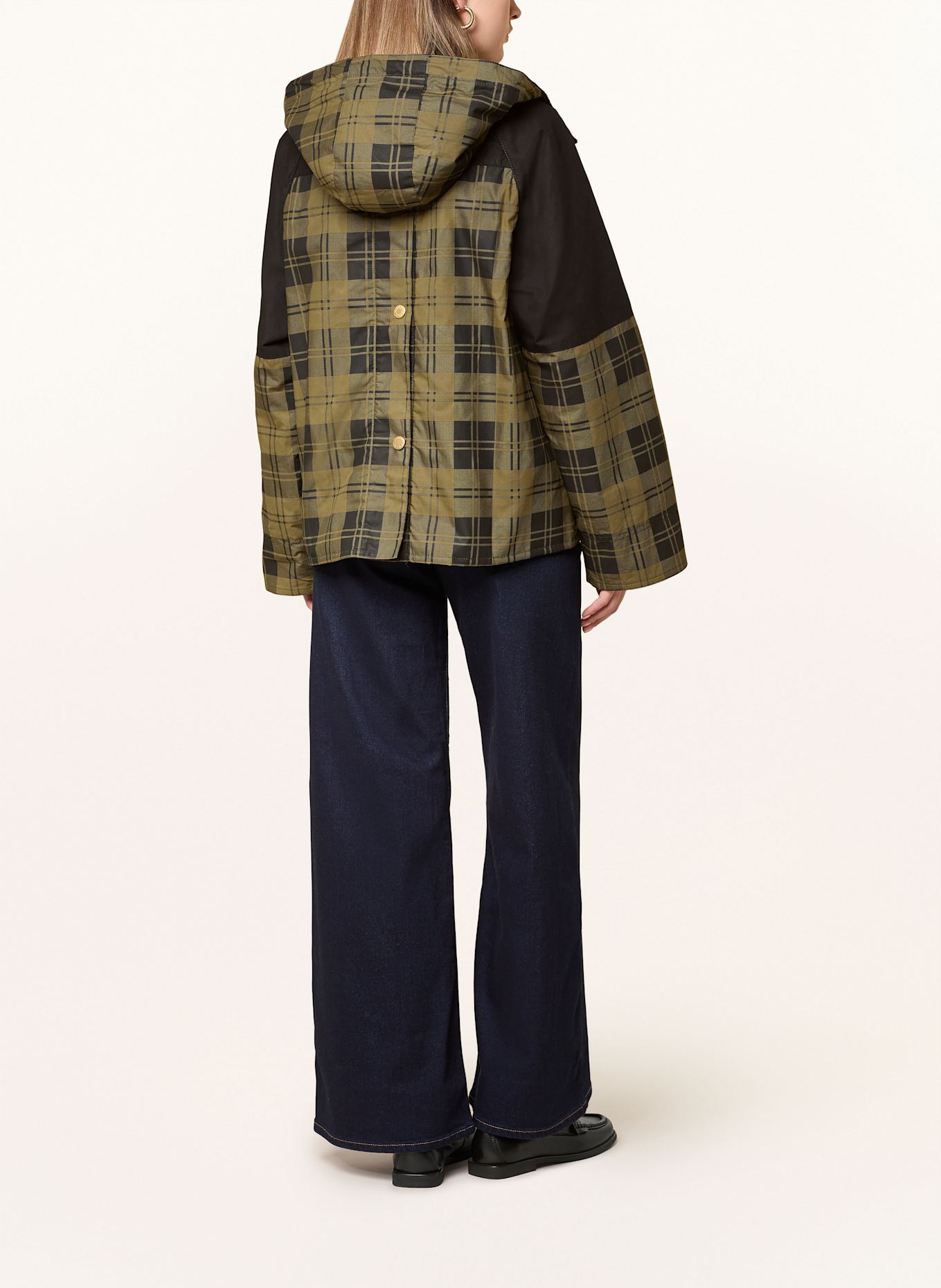 Barbour Fieldjacket ELAINE mit abnehmbarer Kapuze: SCHWARZ / OLIV