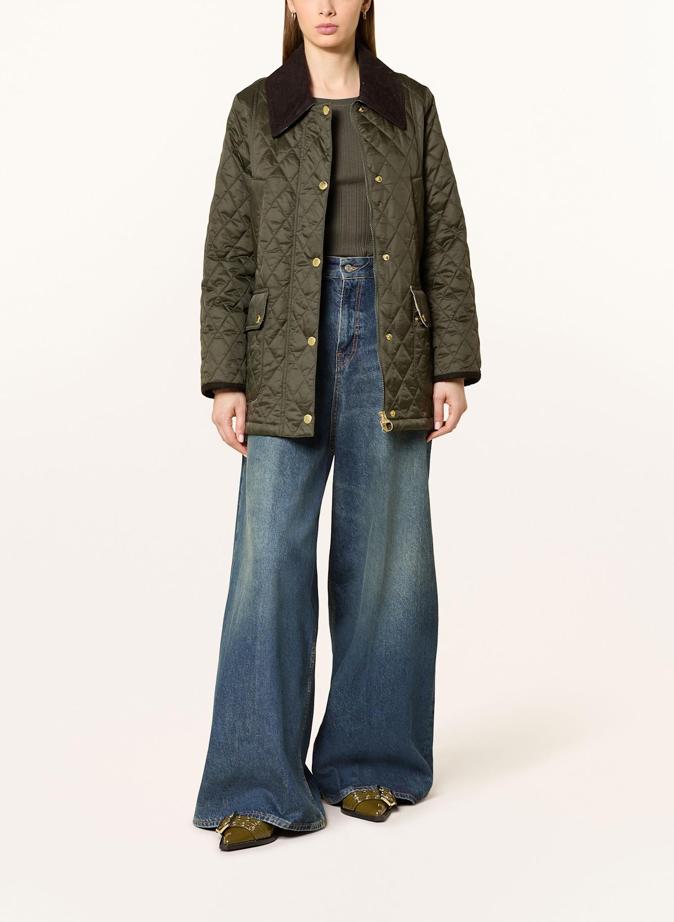 Barbour Steppjacke BEADNEL: DUNKELGRÜN/ DUNKELBRAUN