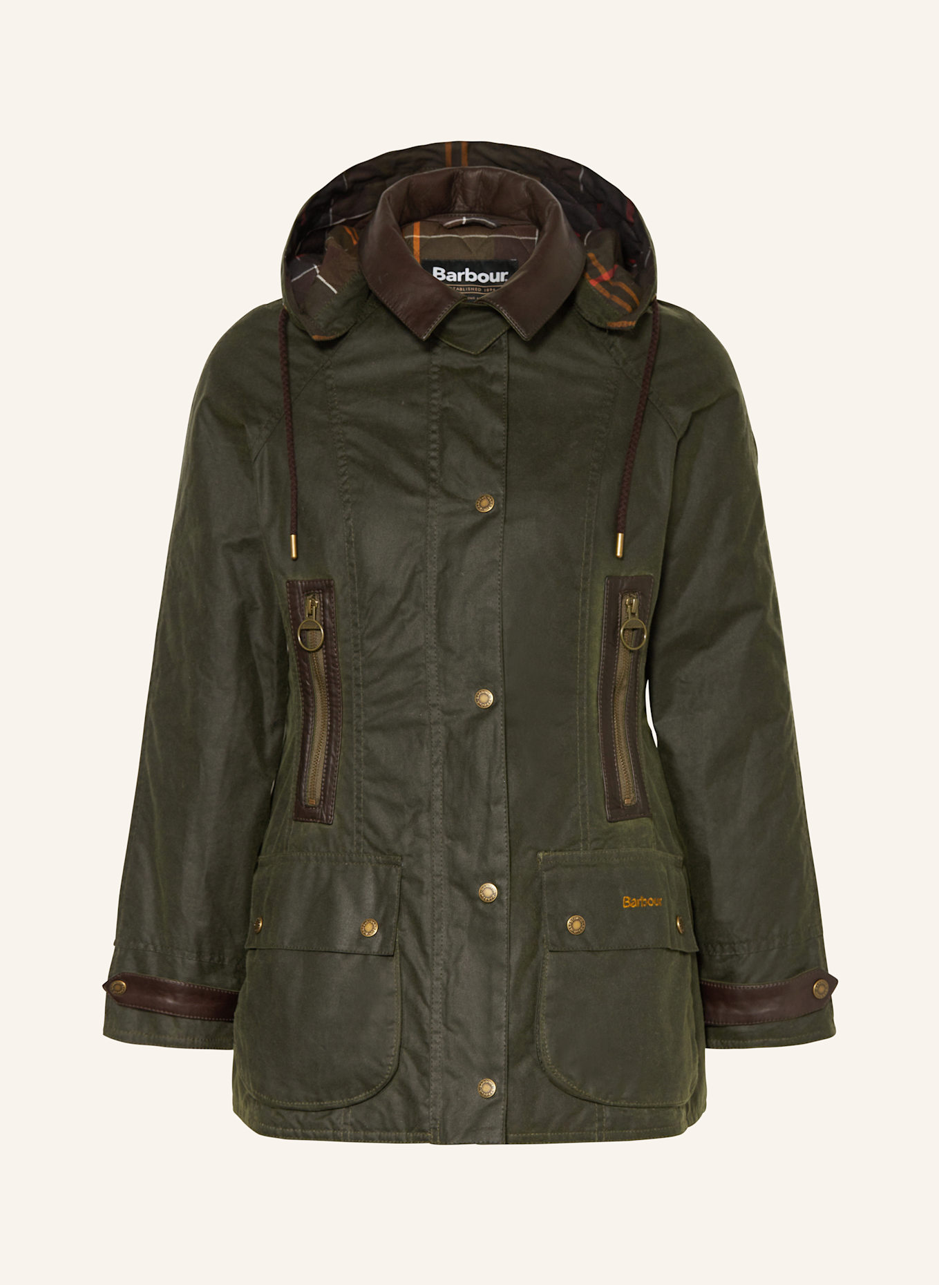 Barbour IVY field jacket with detachable hood: DARK GREEN