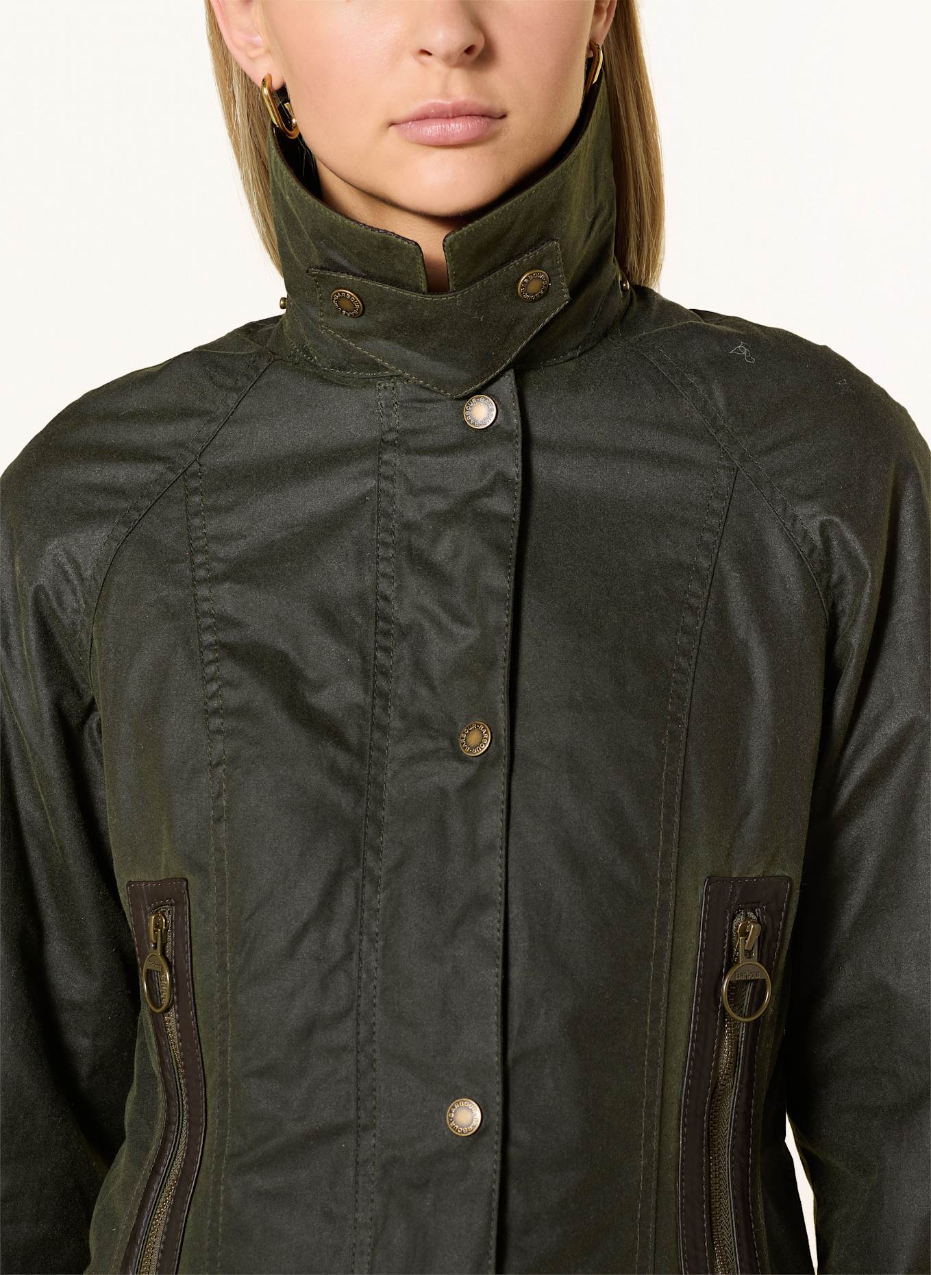 Barbour IVY field jacket with detachable hood: DARK GREEN