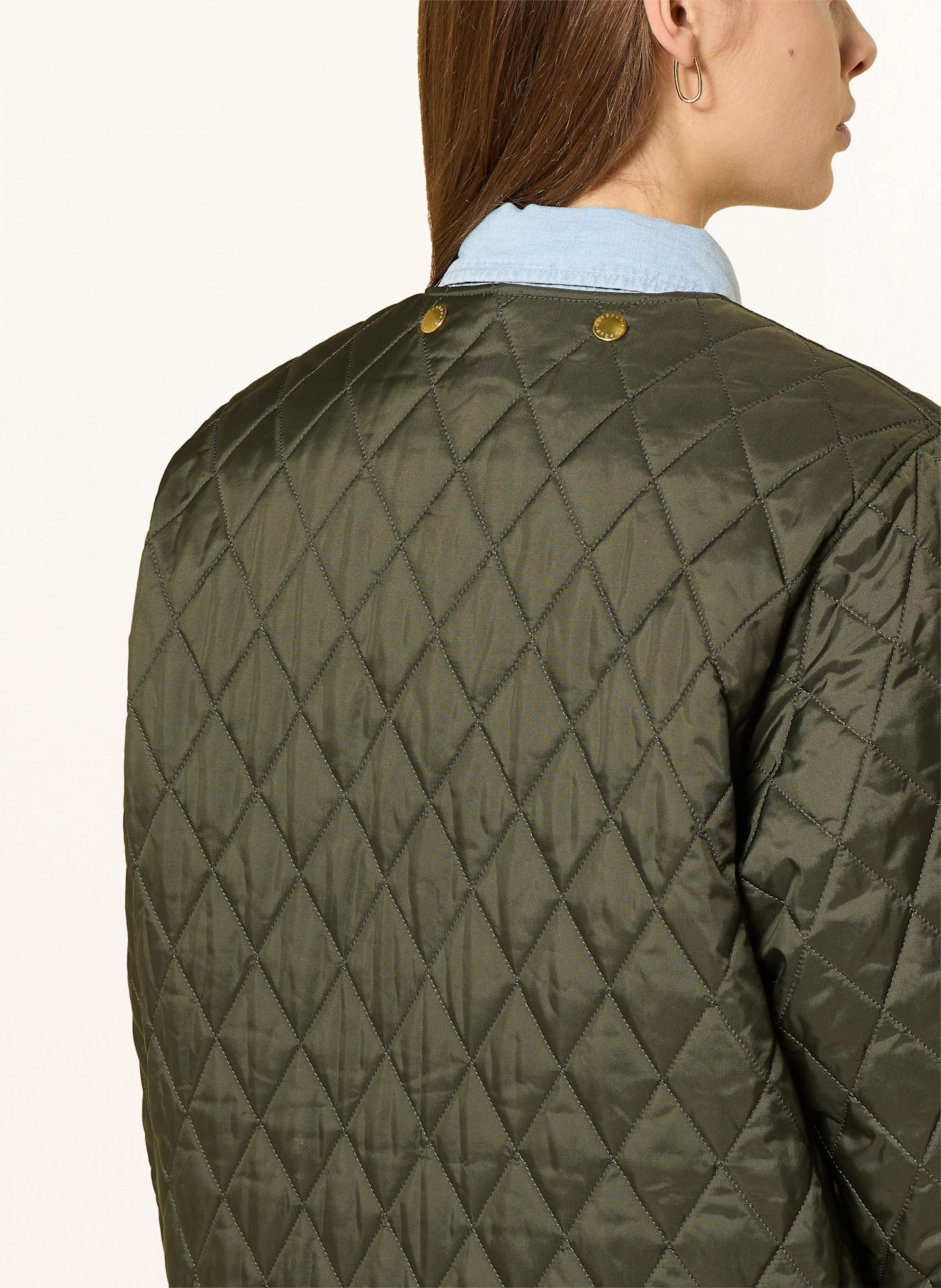 Barbour Steppjacke LIDDESDALE: DUNKELGRÜN / FUCHSIA