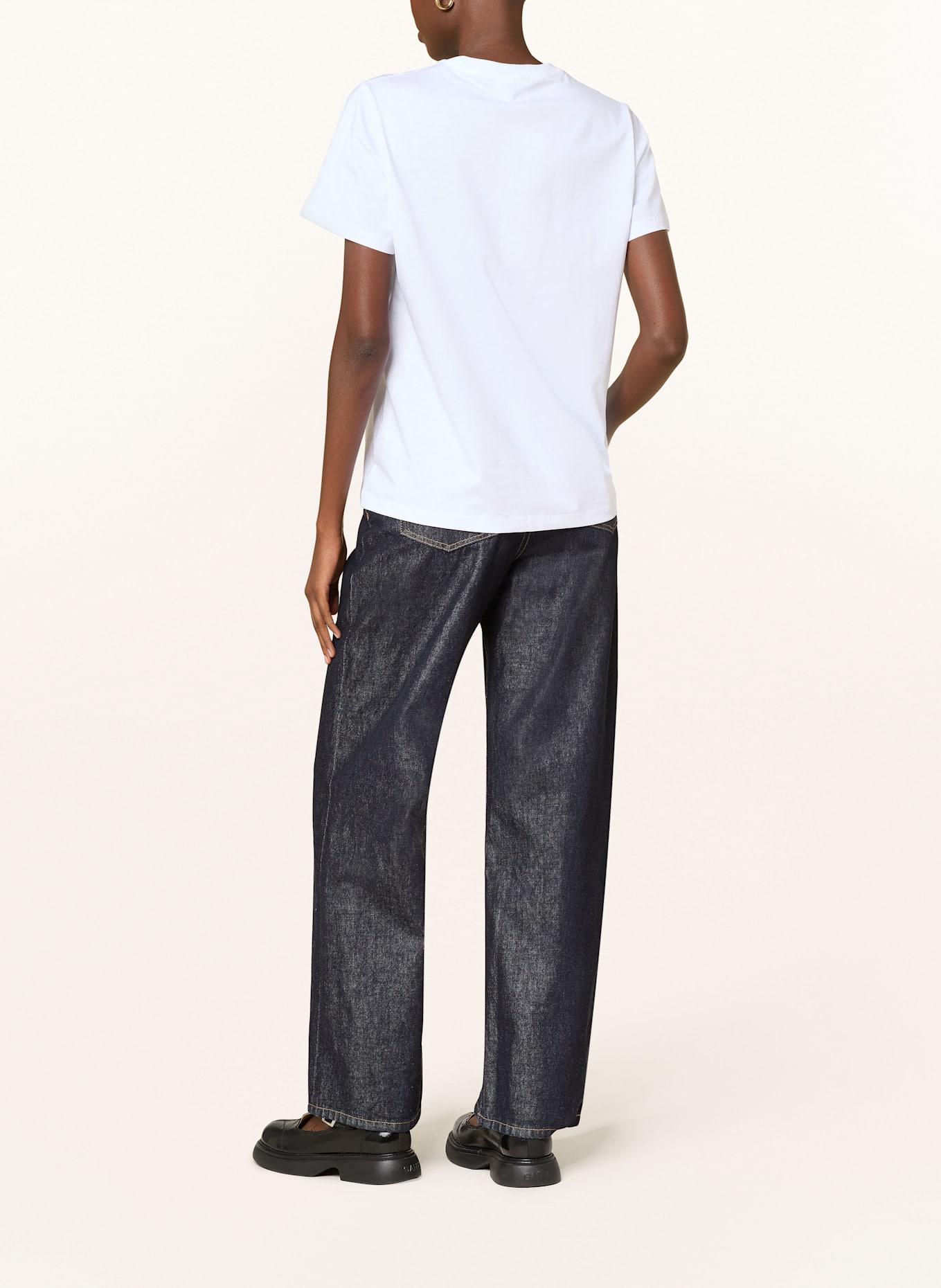 GANNI Tričko BABY BUN: BÍLÁ