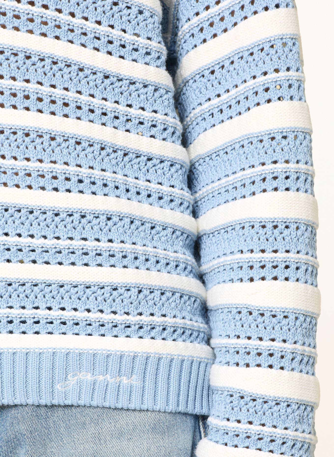 GANNI Pullover: HELLBLAU/ WEISS
