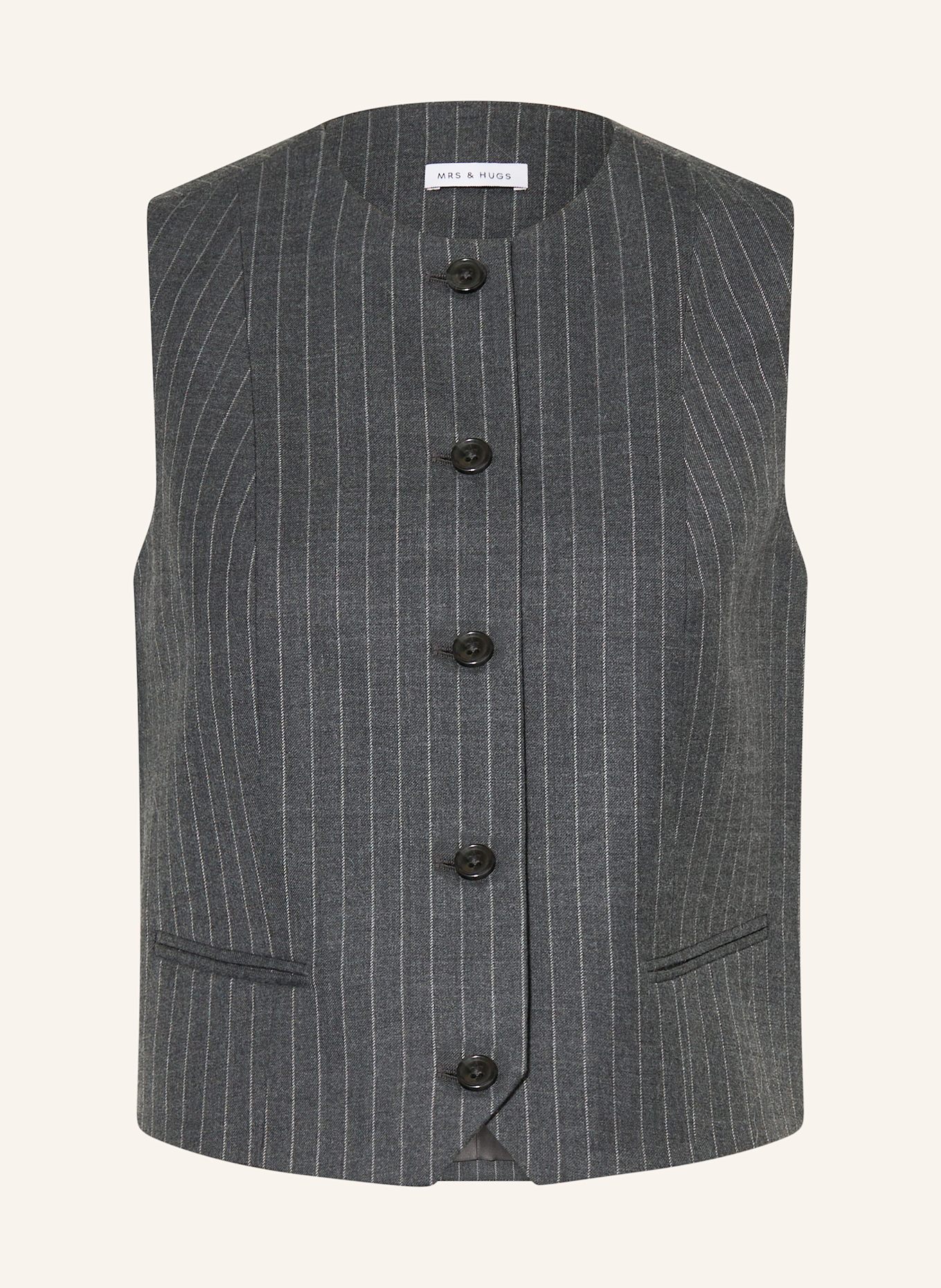 MRS & HUGS Blazerweste: GRAU / WEISS