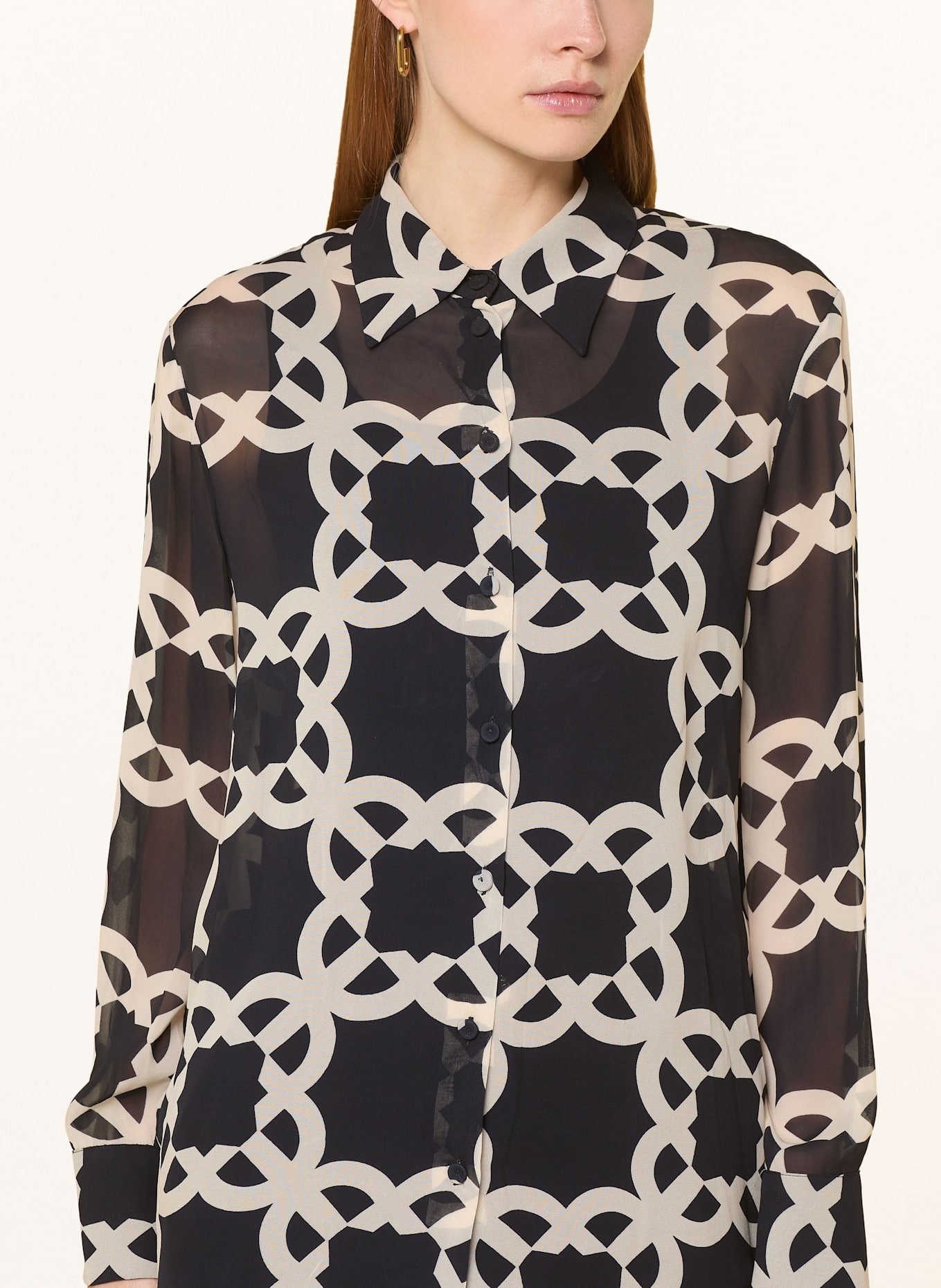 ELENA MIRO Hemdbluse: SCHWARZ / CREME